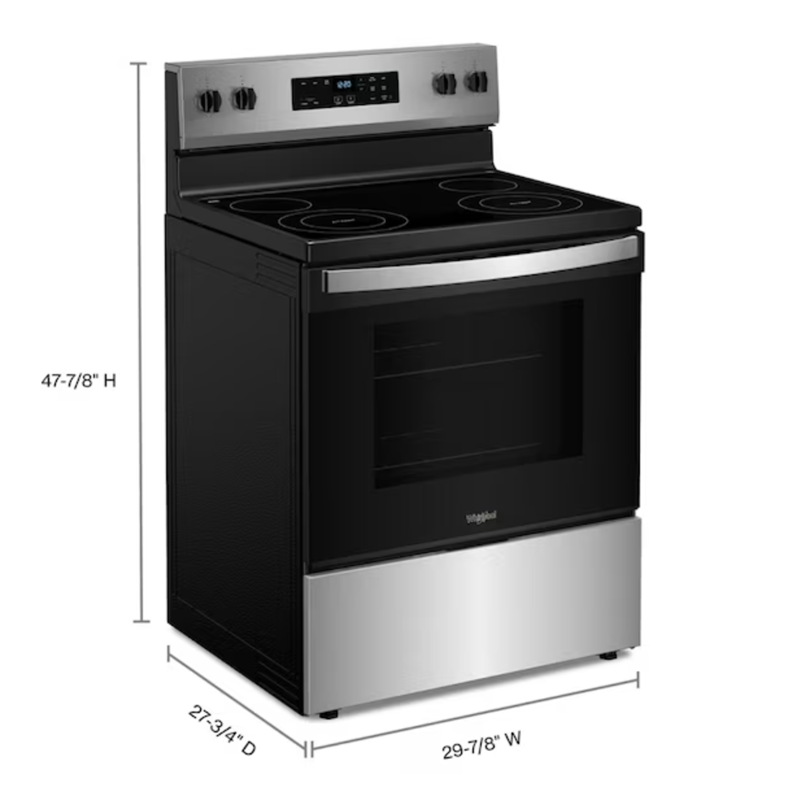 Whirlpool #WFES3030RS Whirlpool 30-in Glass Top 4 Burners 5.3-cu ft Freestanding Electric Range (Stainless Steel)