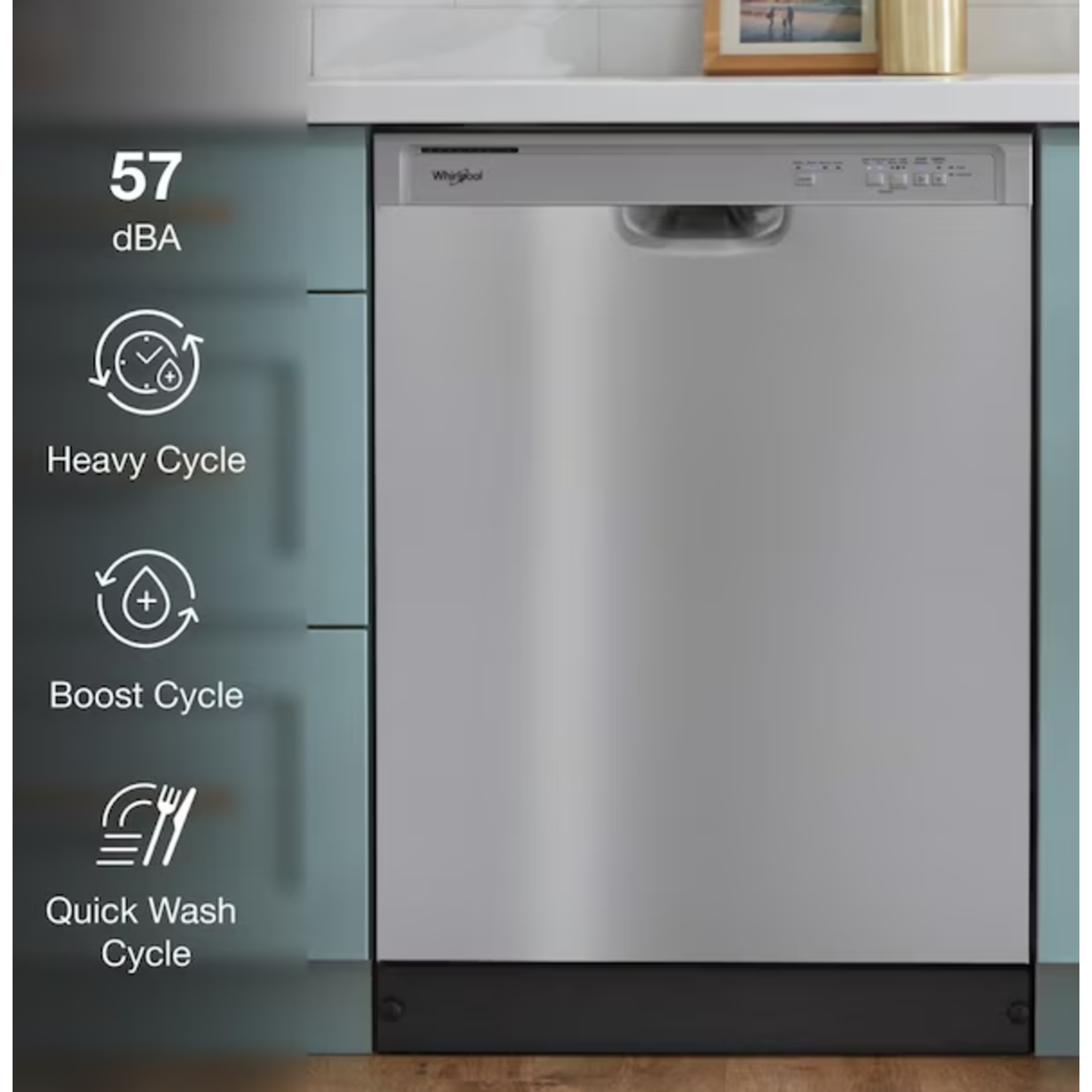 Whirlpool WDF341PAPM - Whirlpool 24-in Front Control Built-In Dishwasher (Stainless Steel) ENERGY STAR, 57-dBA Standard Sound Level