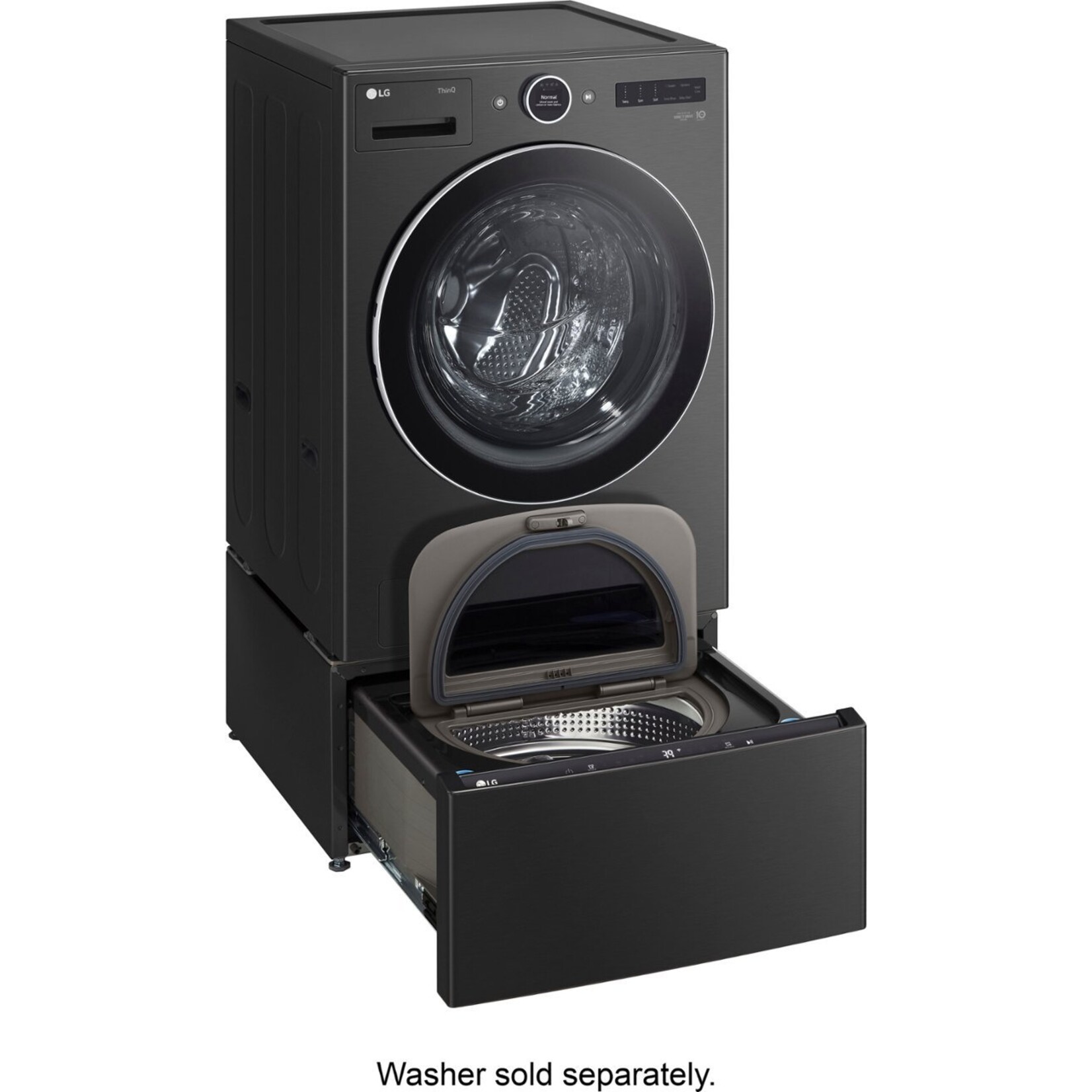 LG LG 27 in. 1 cu. ft. Pedestal Front Load Washer Slim DD Motor in Black Steel