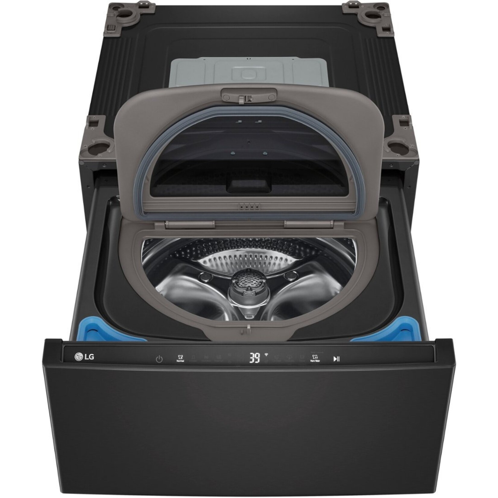 LG LG 27 in. 1 cu. ft. Pedestal Front Load Washer Slim DD Motor in Black Steel
