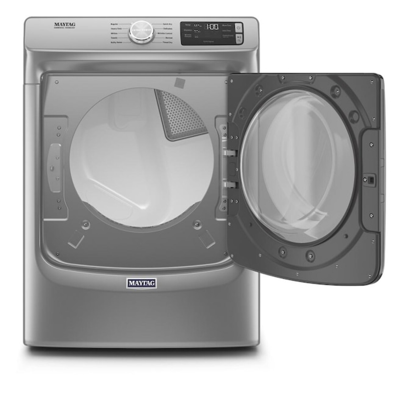 Maytag Maytag 7.3-cu ft Reversible Side Swing Door Stackable Gas Dryer in Metallic Slate