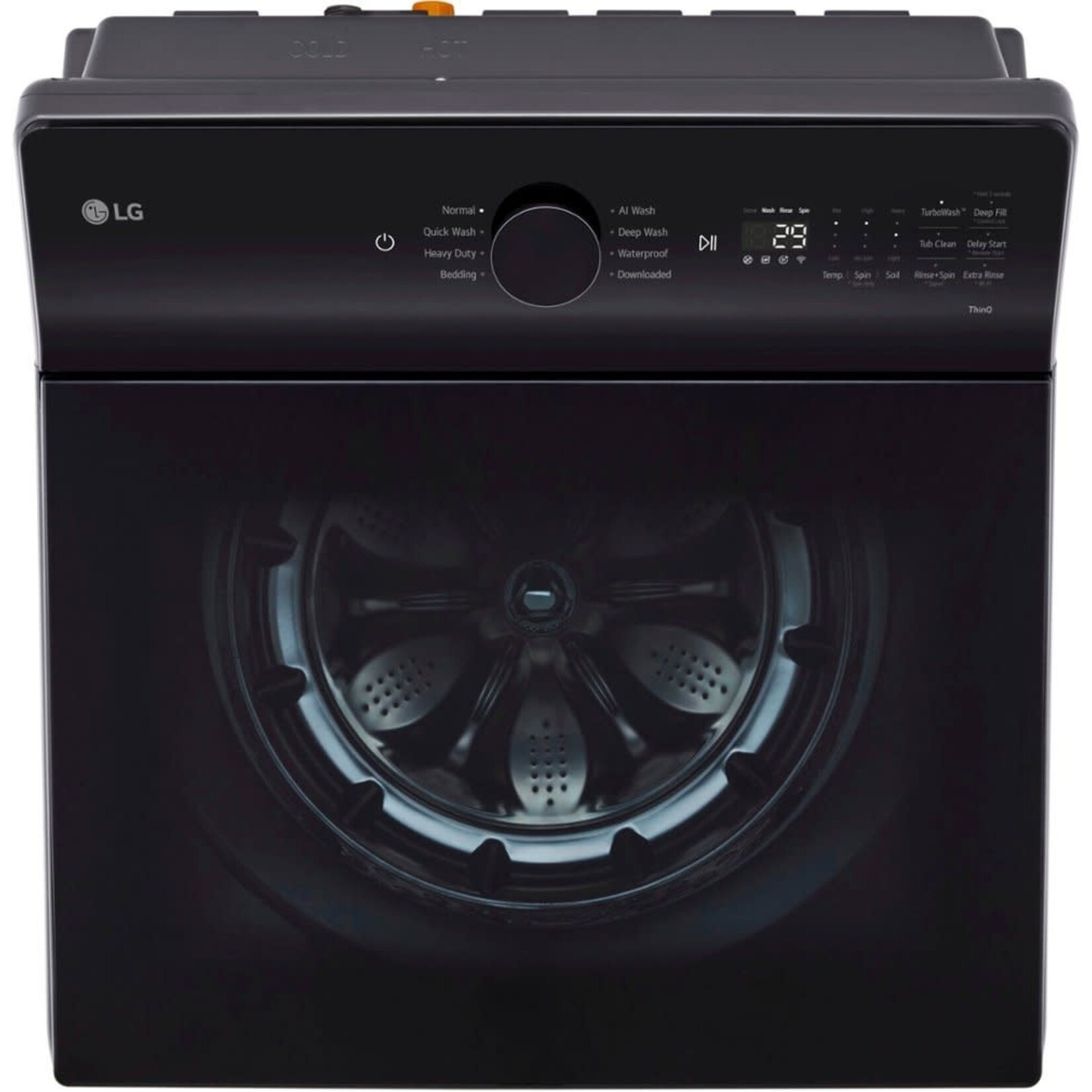 LG #WT8400CB - LG  5.5 Cu. Ft. High Efficiency Smart Top Load Washer with EasyUnload in Matte Black