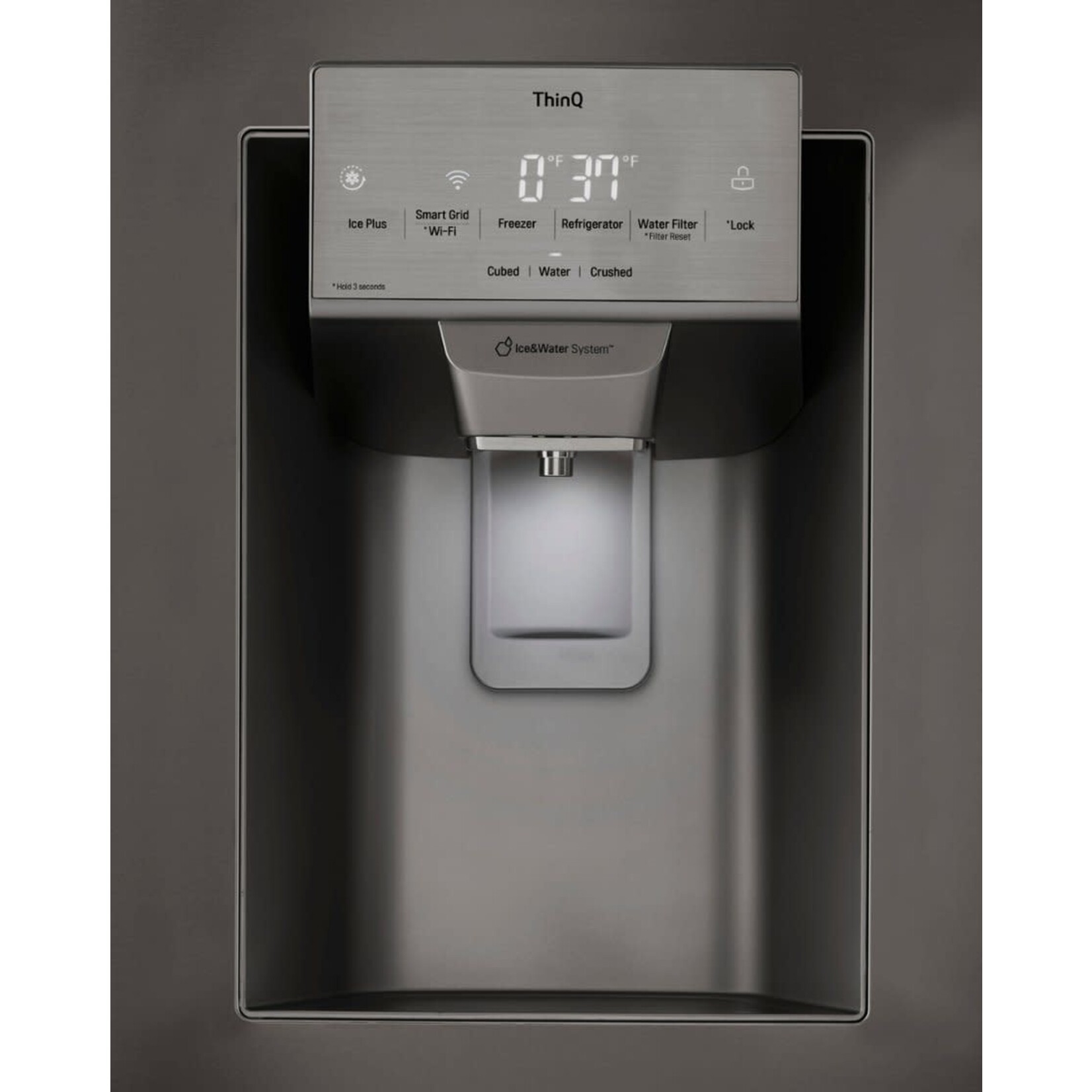 LG LRFS28XBD - LG 27.7 Cu. Ft. French Door Smart Refrigerator with External Ice and Water in Black Stainless Steel
