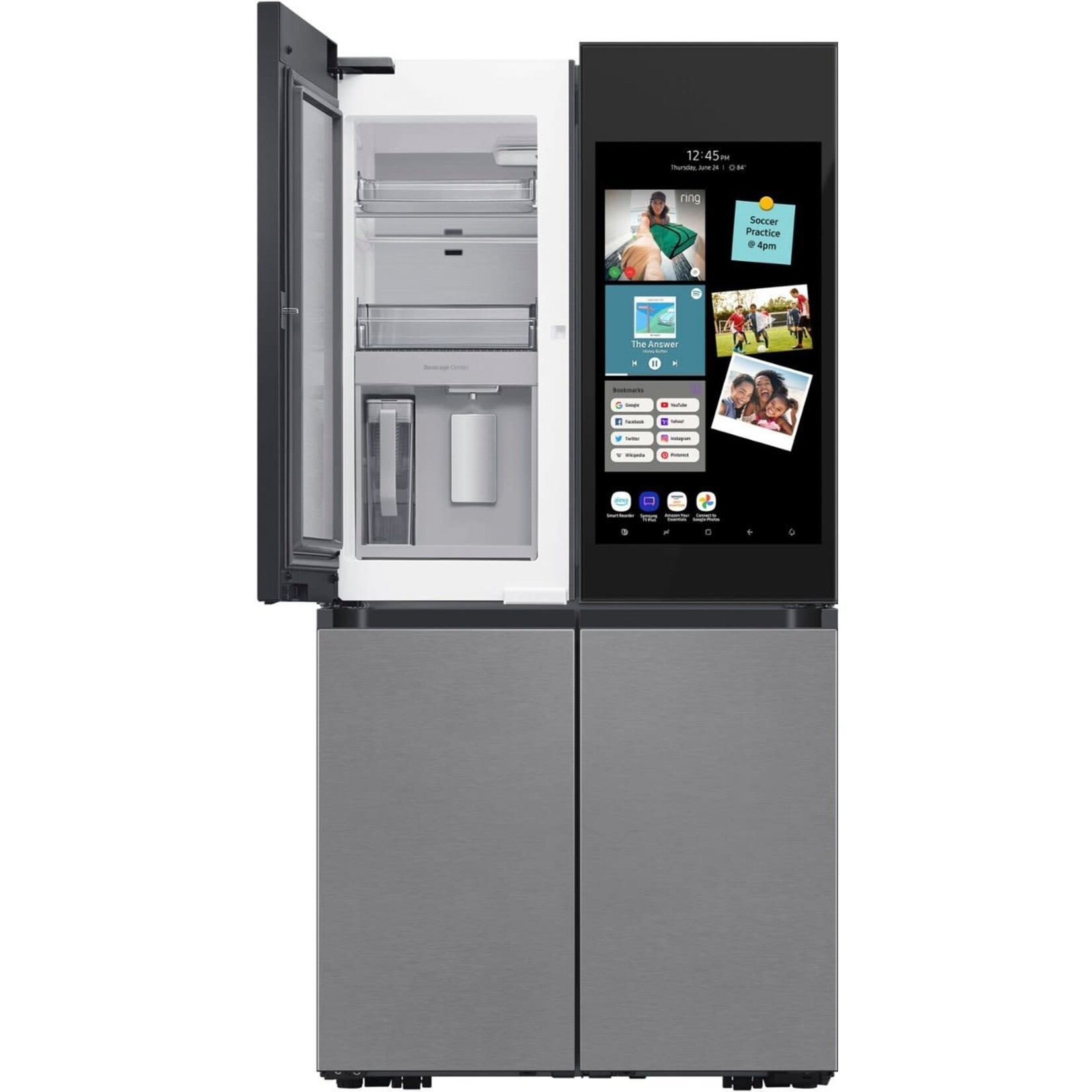SAMSUNG #RF29CB9900QK  - Samsung Bespoke 4-Door Flex™ Refrigerator (29 cu. ft.) with Family Hub™+ in Charcoal Glass Top and Stainless Steel Bottom Panels