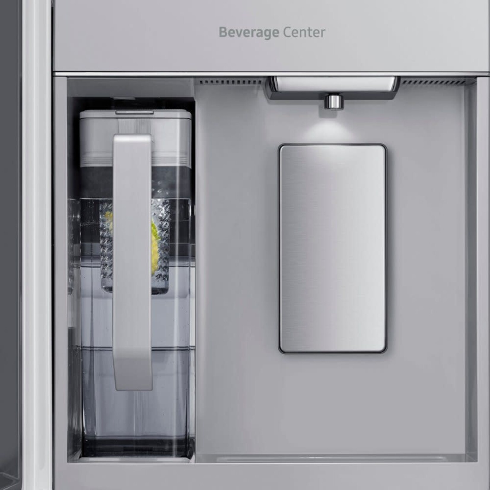SAMSUNG #RF29CB9900QK  - Samsung Bespoke 4-Door Flex™ Refrigerator (29 cu. ft.) with Family Hub™+ in Charcoal Glass Top and Stainless Steel Bottom Panels