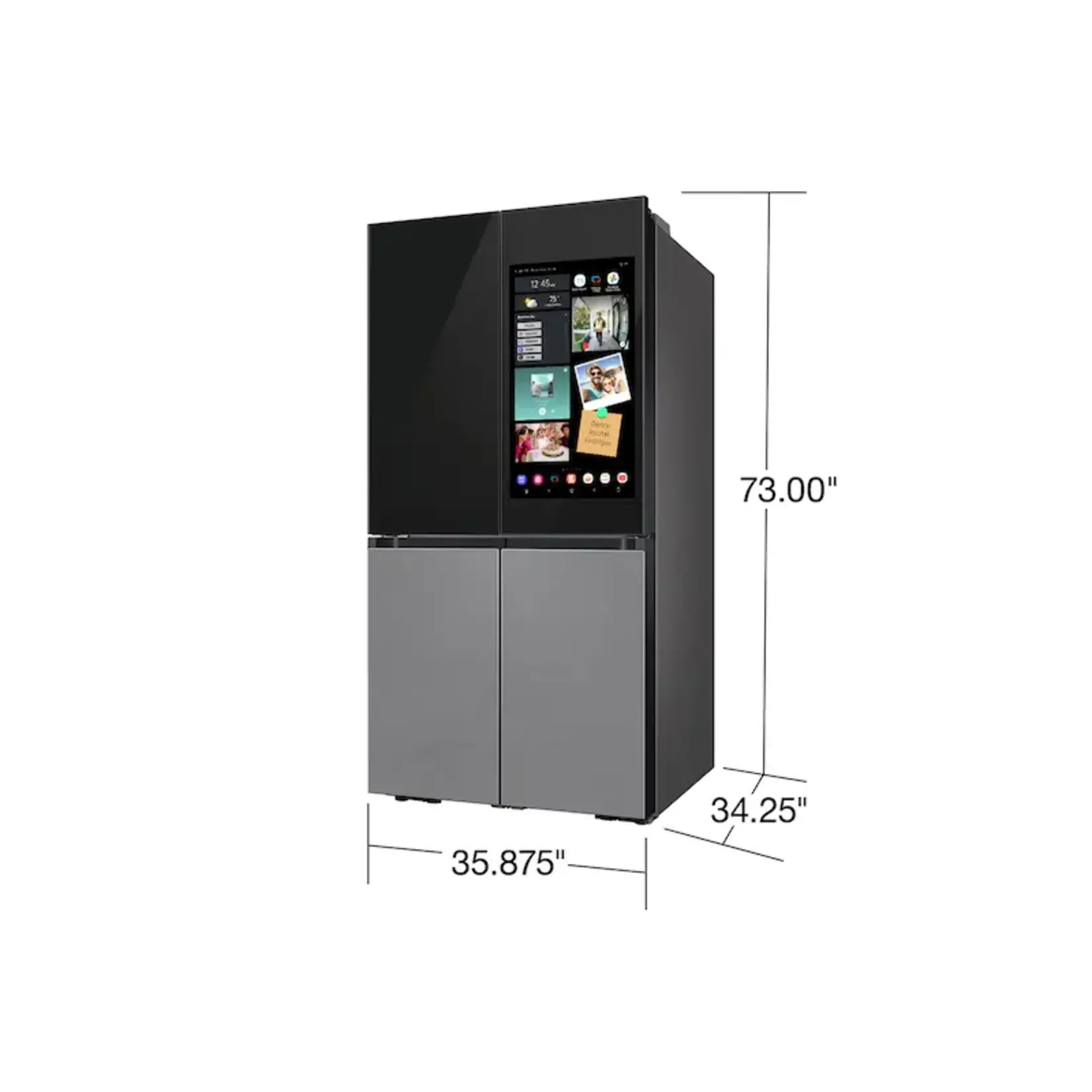 SAMSUNG #RF29CB9900QK  - Samsung Bespoke 4-Door Flex™ Refrigerator (29 cu. ft.) with Family Hub™+ in Charcoal Glass Top and Stainless Steel Bottom Panels