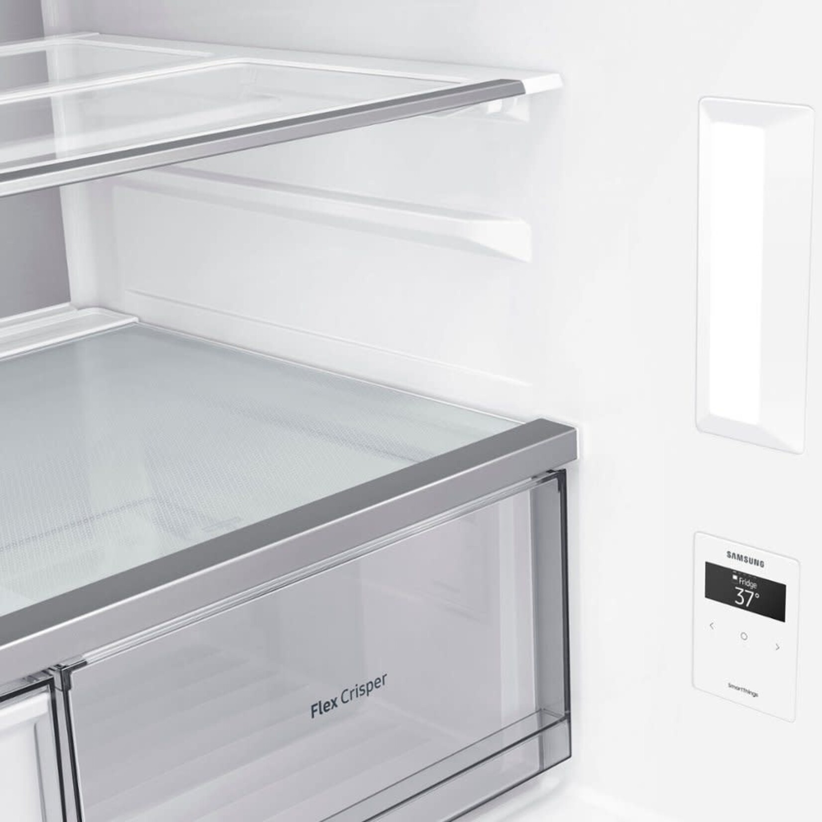 SAMSUNG #RF29CB9900QK  - Samsung Bespoke 4-Door Flex™ Refrigerator (29 cu. ft.) with Family Hub™+ in Charcoal Glass Top and Stainless Steel Bottom Panels