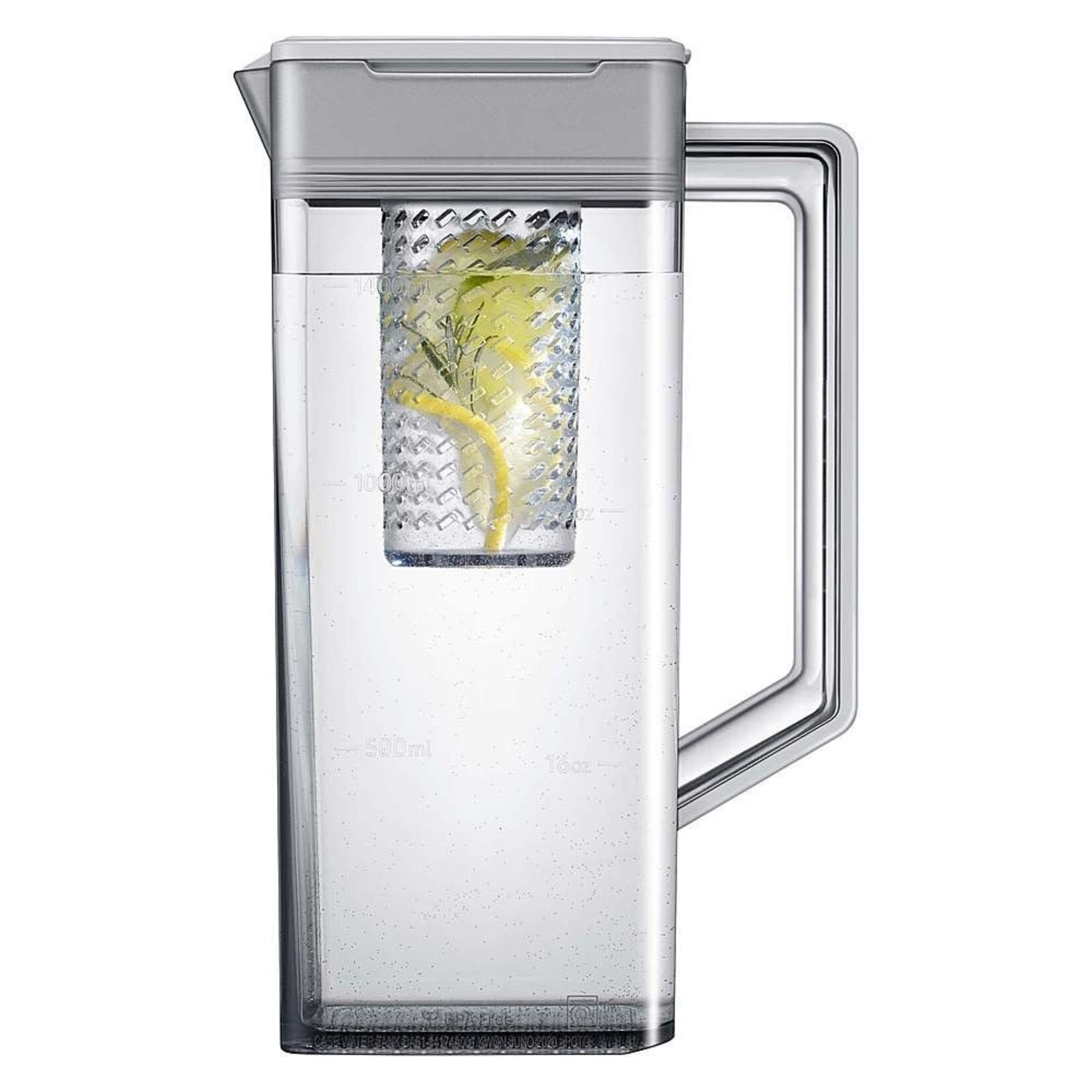 SAMSUNG Samsung Bespoke 4-Door French Door Refrigerator (23 cu. ft.) with Beverage Center™ in Morning Blue Glass Top Panels and White Glass Middle and Bottom Panels