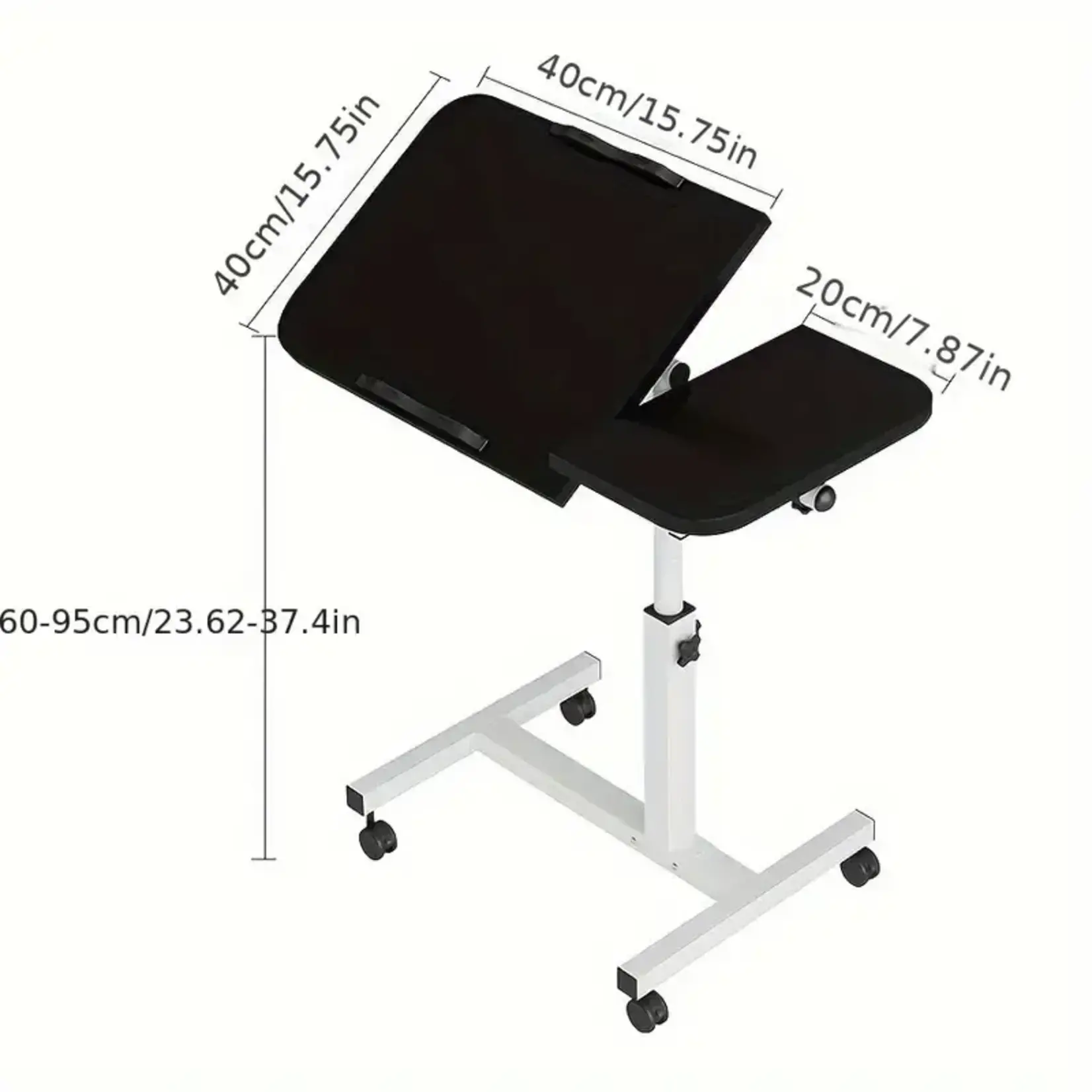 *210QR226397-White KNERS  Foldable Moving Table with Adjustable Height and Wheels for Family Bedrooms, Living Rooms, and Study Rooms