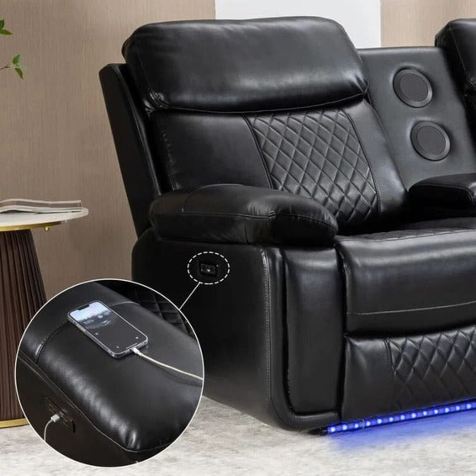 Nationwide Furniture Distributors #*U35 - Nationwide FD Modern Style 3 Pc Power Motion Sectional in Black