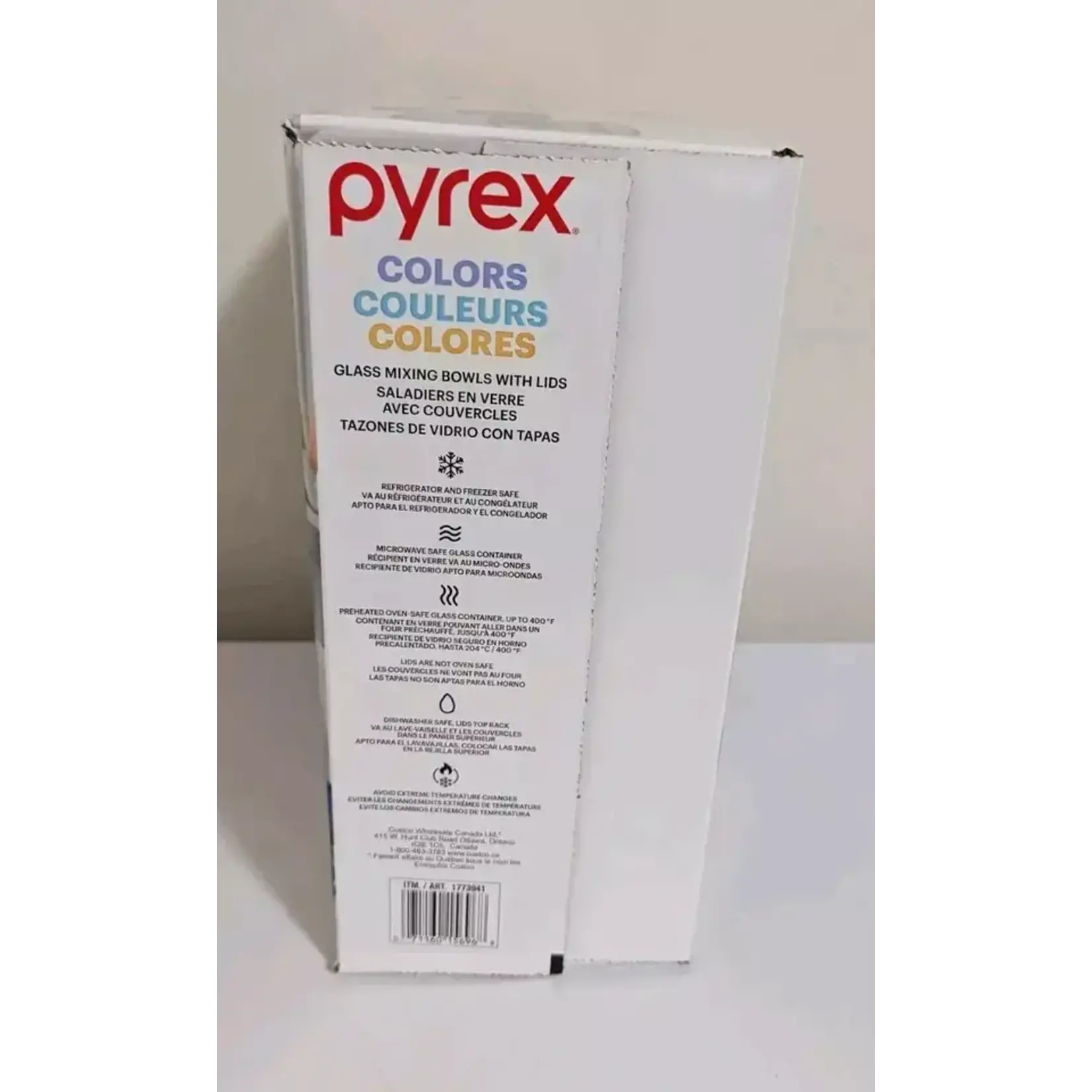 1773941 Pyrex Mixing Bowl 8 Piece Set - 4 Ribbed Glass Bowls with 4 Lids