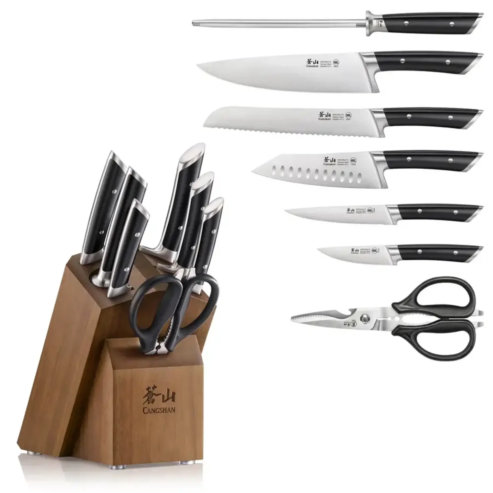 1630854 Cangshan Rainer Series Knife Block 8 Piece Set