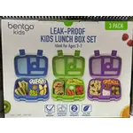 bentgo kids leak proof kids lunchbox set 3pk blue/green/pink