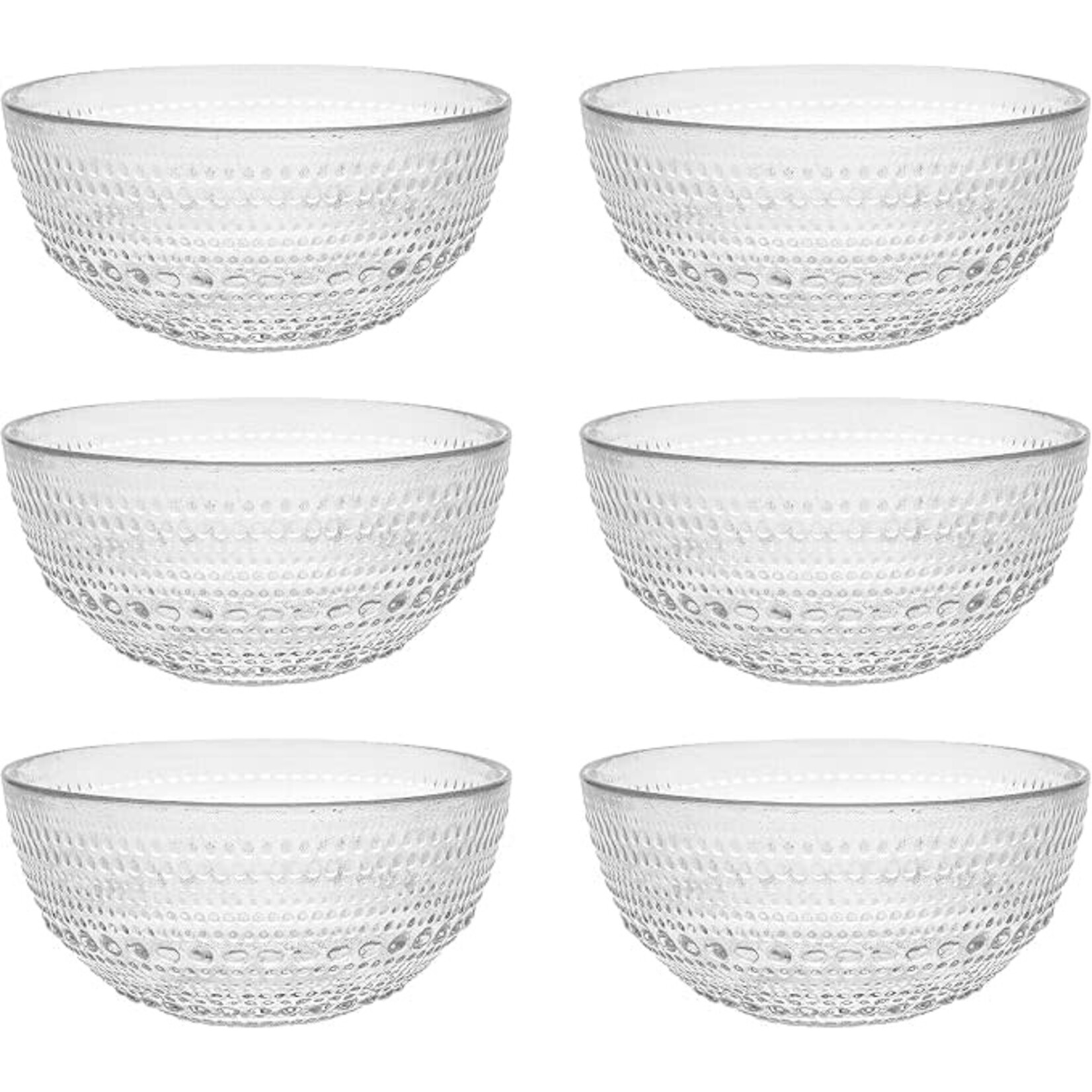 Fortessa Jupiter Vintage Glassware Collection 5 Inch Cereal Salad Dessert Snack All-Purpose Bowl 6 Pack, Clear, 14 Ounce (6 Pack)