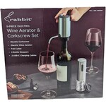 Rabbit Electric Wine Tool Set - 5-Piece Wine Accessory Collection - Aerator, Corkscrew, Cutter, Stoppers, Charging Cables
