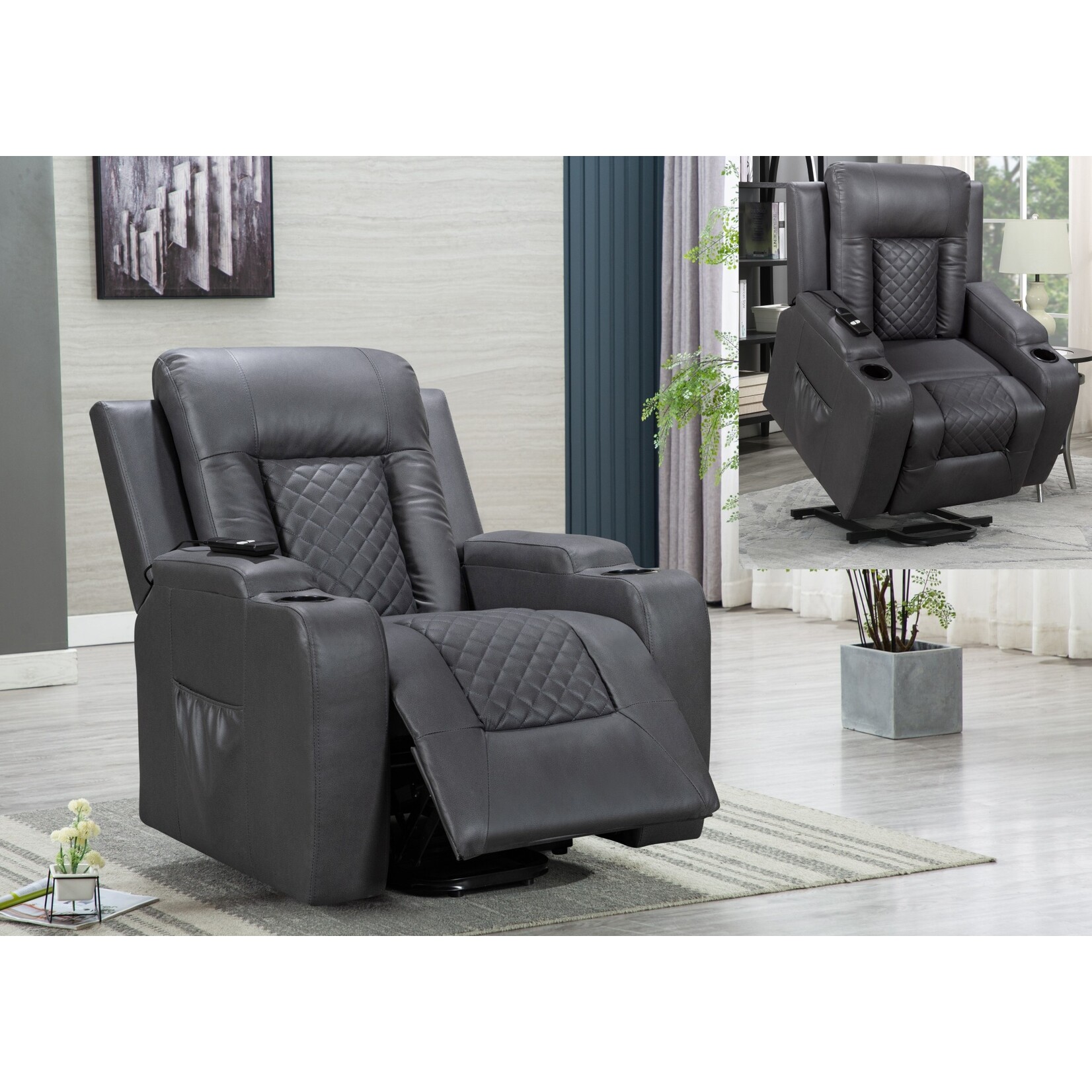 Nationwide Furniture Distributors *U546R - NationwideFD Grey Lift Chair w/ Heat & Massage