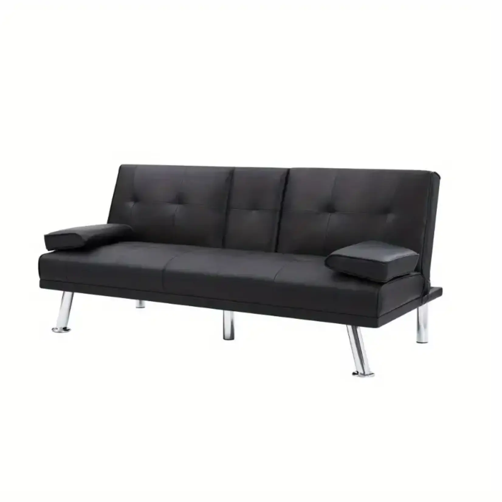 *210TW239009 - Black Foldable Sofa Bed With Cup Holder