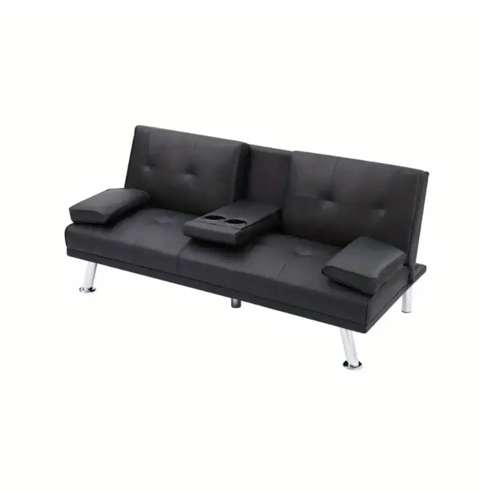 *210TW239009 - Black Foldable Sofa Bed With Cup Holder