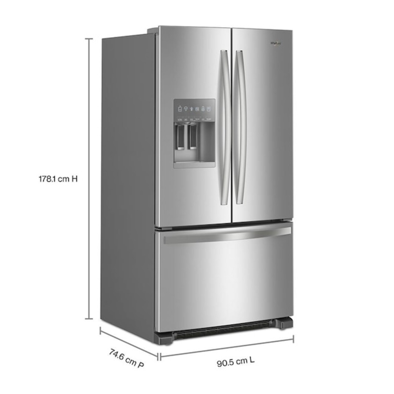 Whirlpool #WRFF3436RZ Whirlpool 36 in. 24.7 cu. ft. Standard Depth French Door Refrigerator in Fingerprint Resistant Stainless Steel