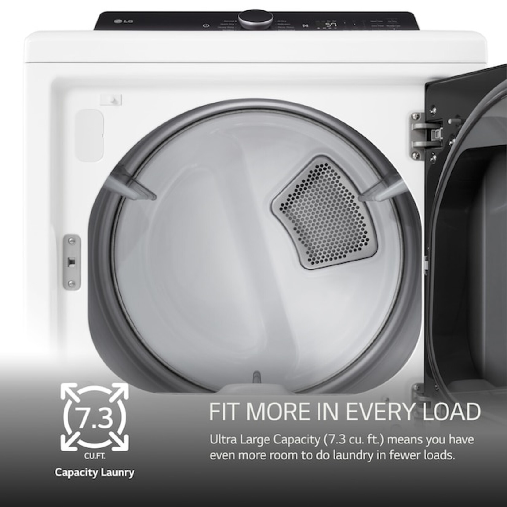 LG #DLE8400WE 7.3 cu. ft. Vented SMART Electric Dryer in Alpine White with EasyLoad Door and Sensor Dry Technology