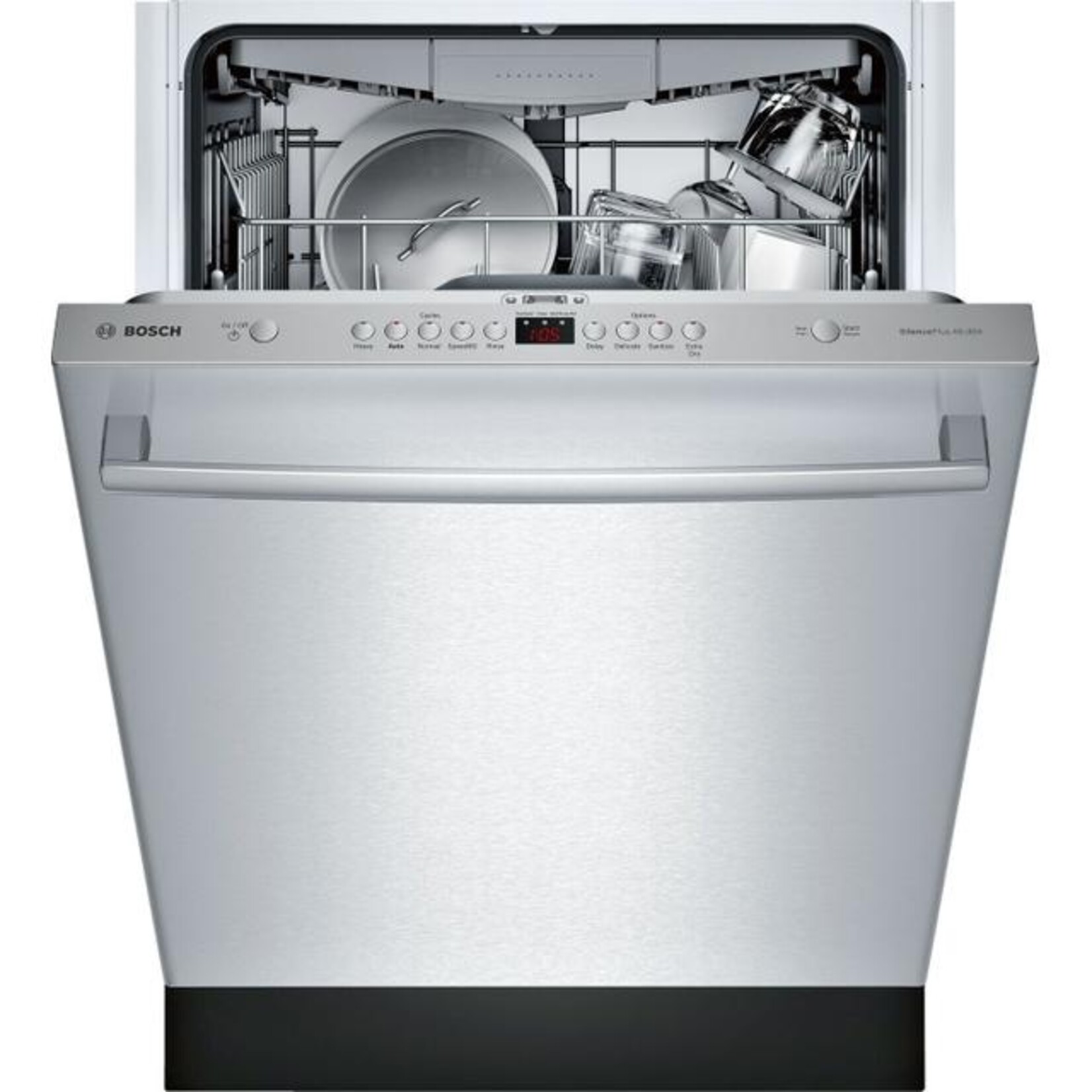 BOSCH #SHXM4AY55N 100 Series Top Control Tall Tub Dishwasher in Stainless Steel with Hybrid Stainless Steel Tub and 3rd Rack, 48dBA