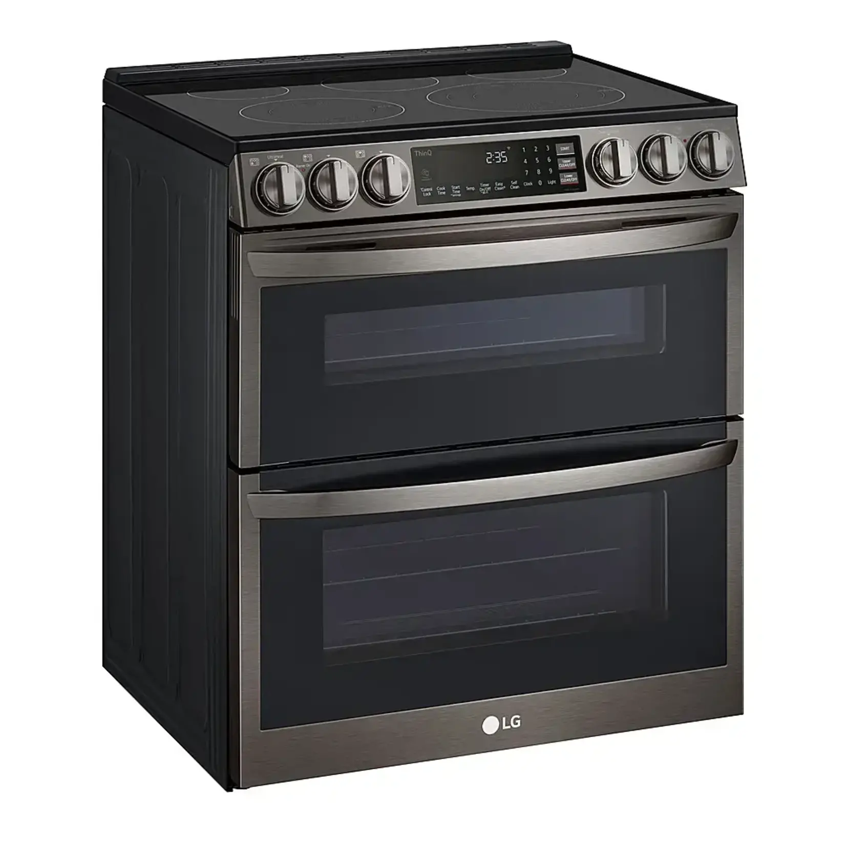 LG LTEL7337D  LG 7.3 cu. ft. Smart Double Oven Slide-In Electric Range with ProBake and InstaView in PrintProof Black Stainless Steel