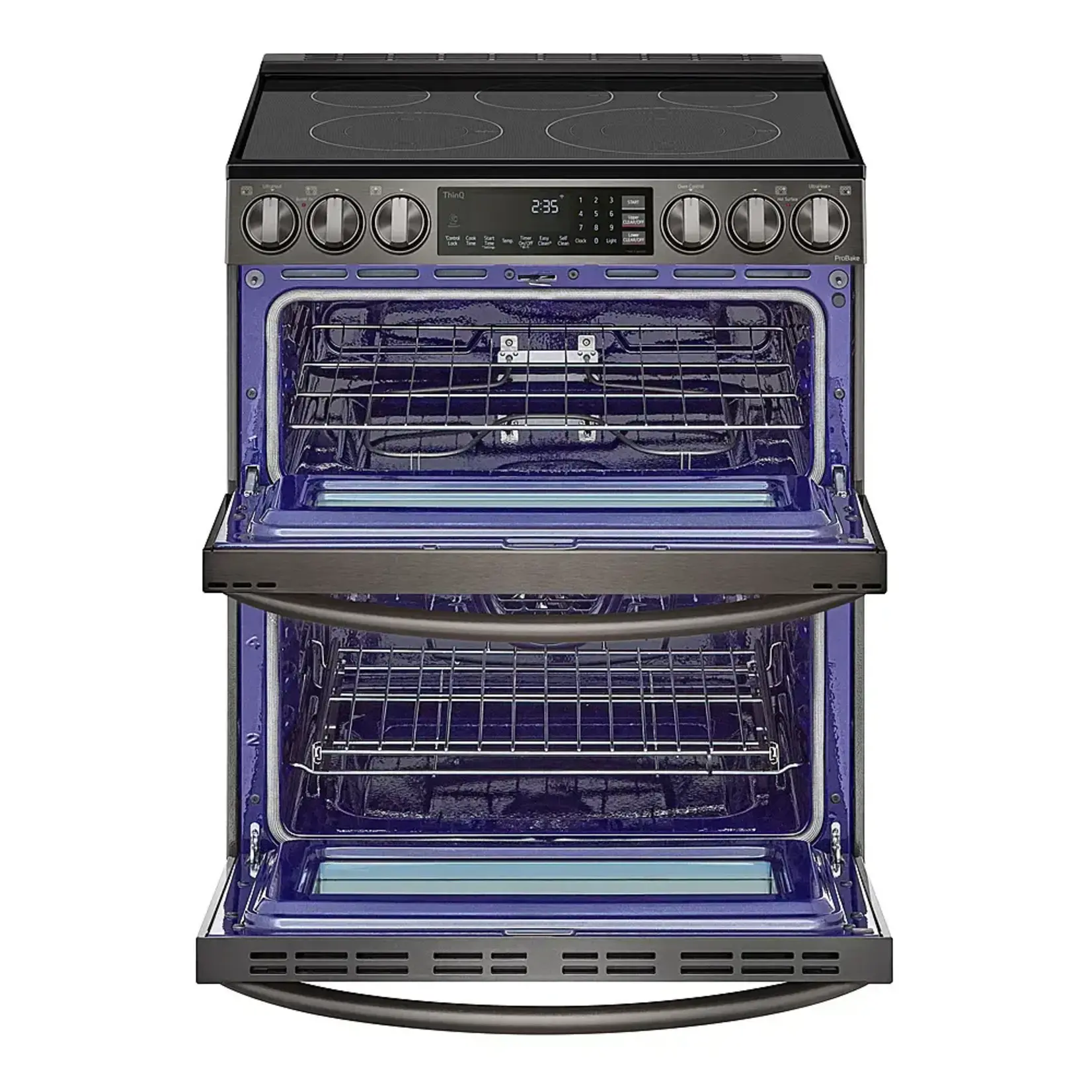 LG LTEL7337D  LG 7.3 cu. ft. Smart Double Oven Slide-In Electric Range with ProBake and InstaView in PrintProof Black Stainless Steel