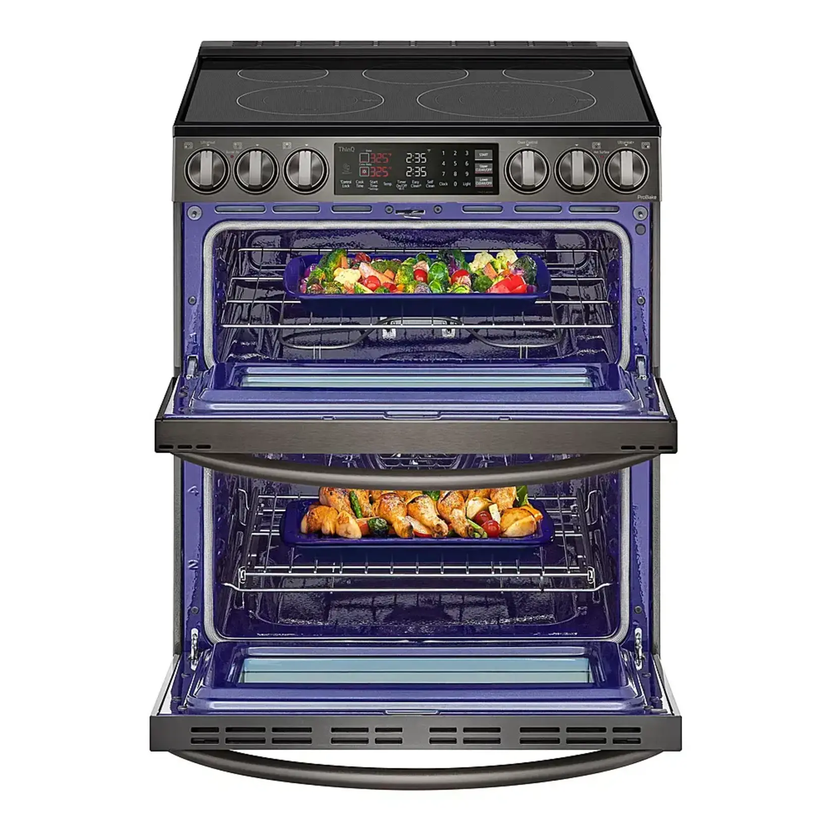 LG LTEL7337D  LG 7.3 cu. ft. Smart Double Oven Slide-In Electric Range with ProBake and InstaView in PrintProof Black Stainless Steel