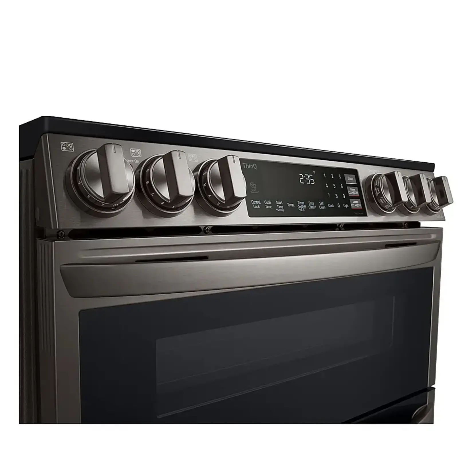 LG LTEL7337D  LG 7.3 cu. ft. Smart Double Oven Slide-In Electric Range with ProBake and InstaView in PrintProof Black Stainless Steel