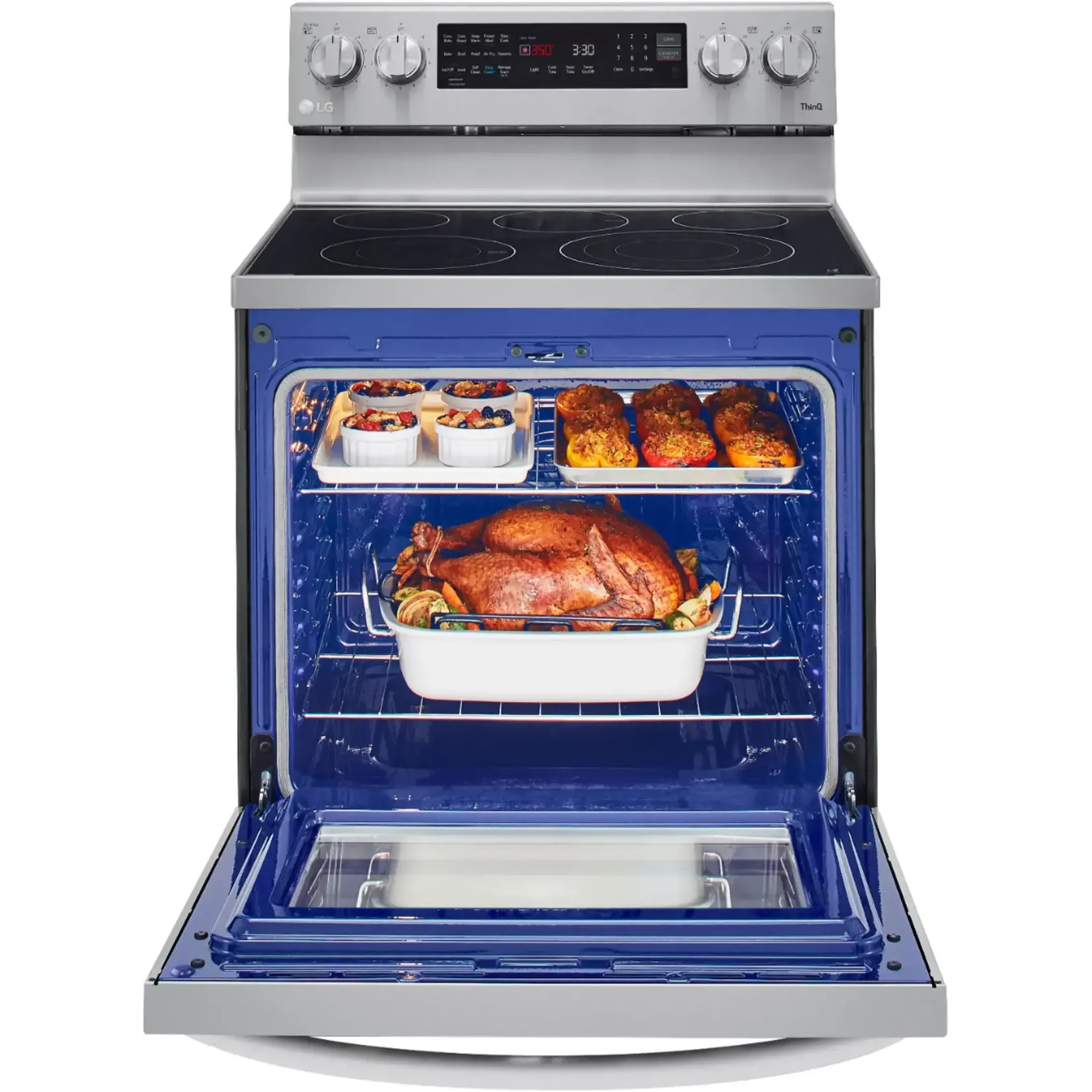 LG Electronics #LREL6325F LG Electronics  6.3 cu. ft. Smart True Convection InstaView Electric Range Single Oven with Air Fry in Printproof Stainless Steel