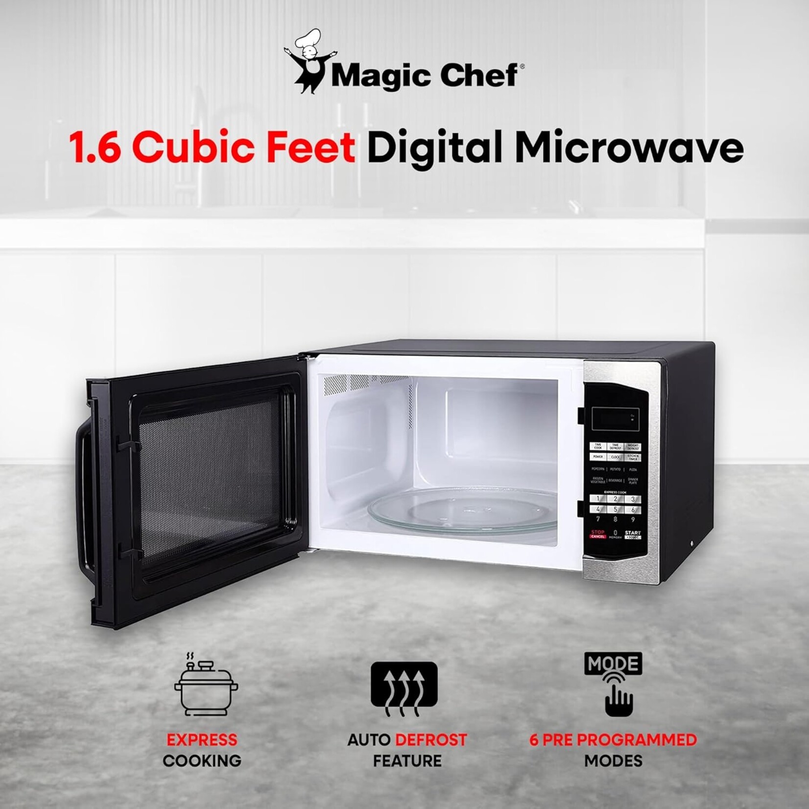 #MCM1611ST Magic Chef 1.6-Cu. Feet Large (Greater than 1.5-cu ft) 1100 -Watt Countertop Microwave ( Stainless Steel )