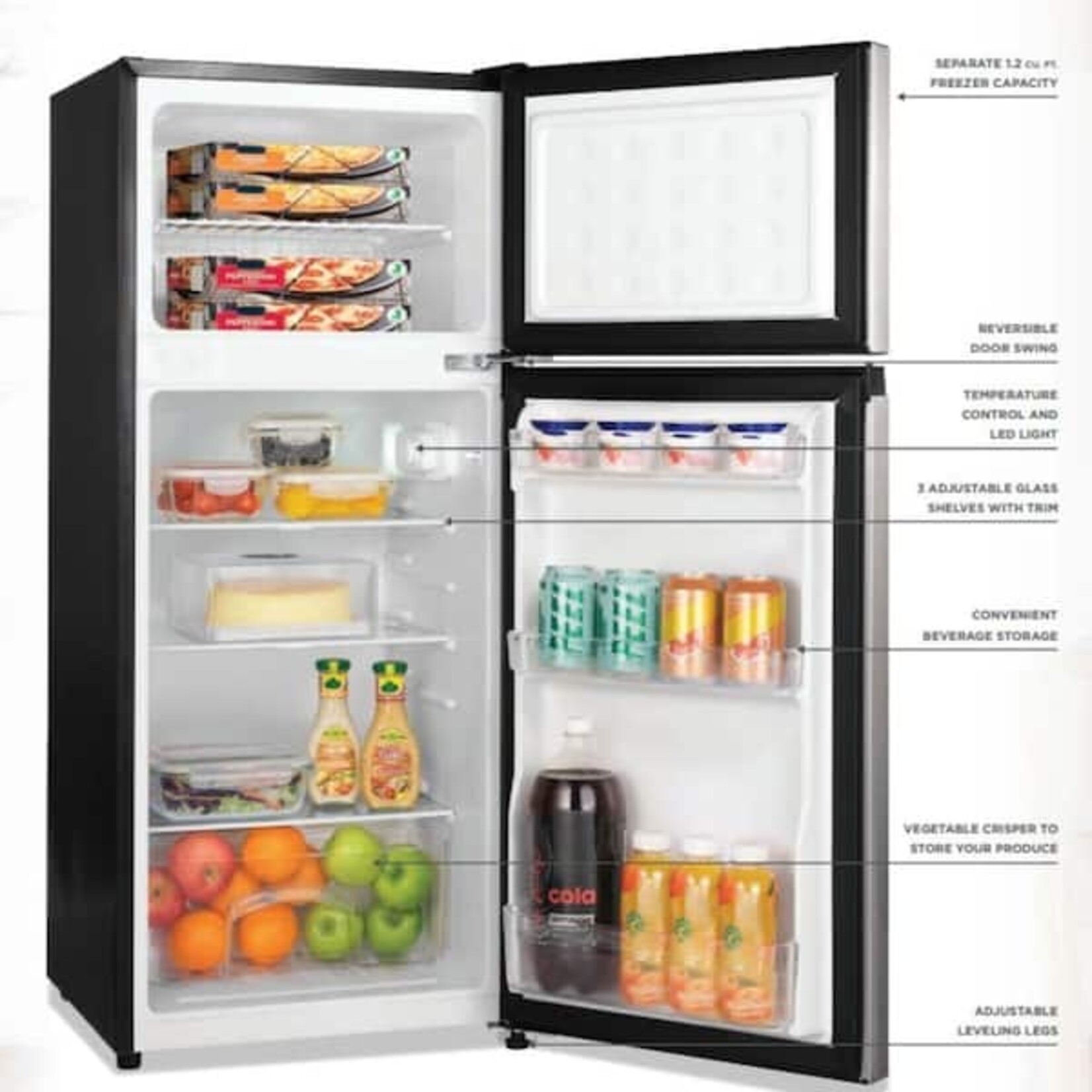 VISSANI HVDR45PS Vissani 4.5 cu. ft. 2-Door Mini Refrigerator in Platinum Steel with Freezer