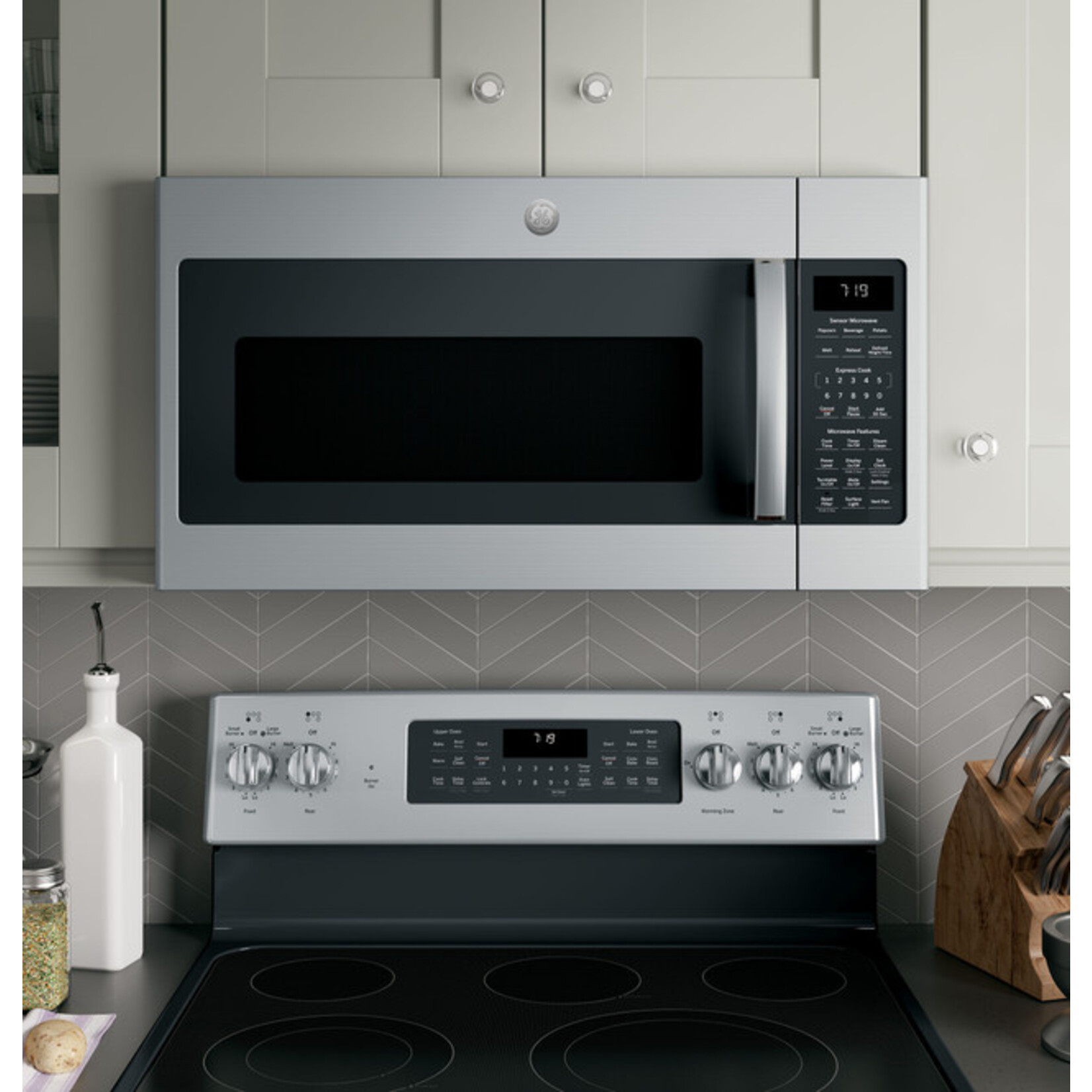 GE JNM7196SKSS GE® 1.9 Cu. Ft. Over-the-Range Sensor Microwave Oven with Recirculating Venting
