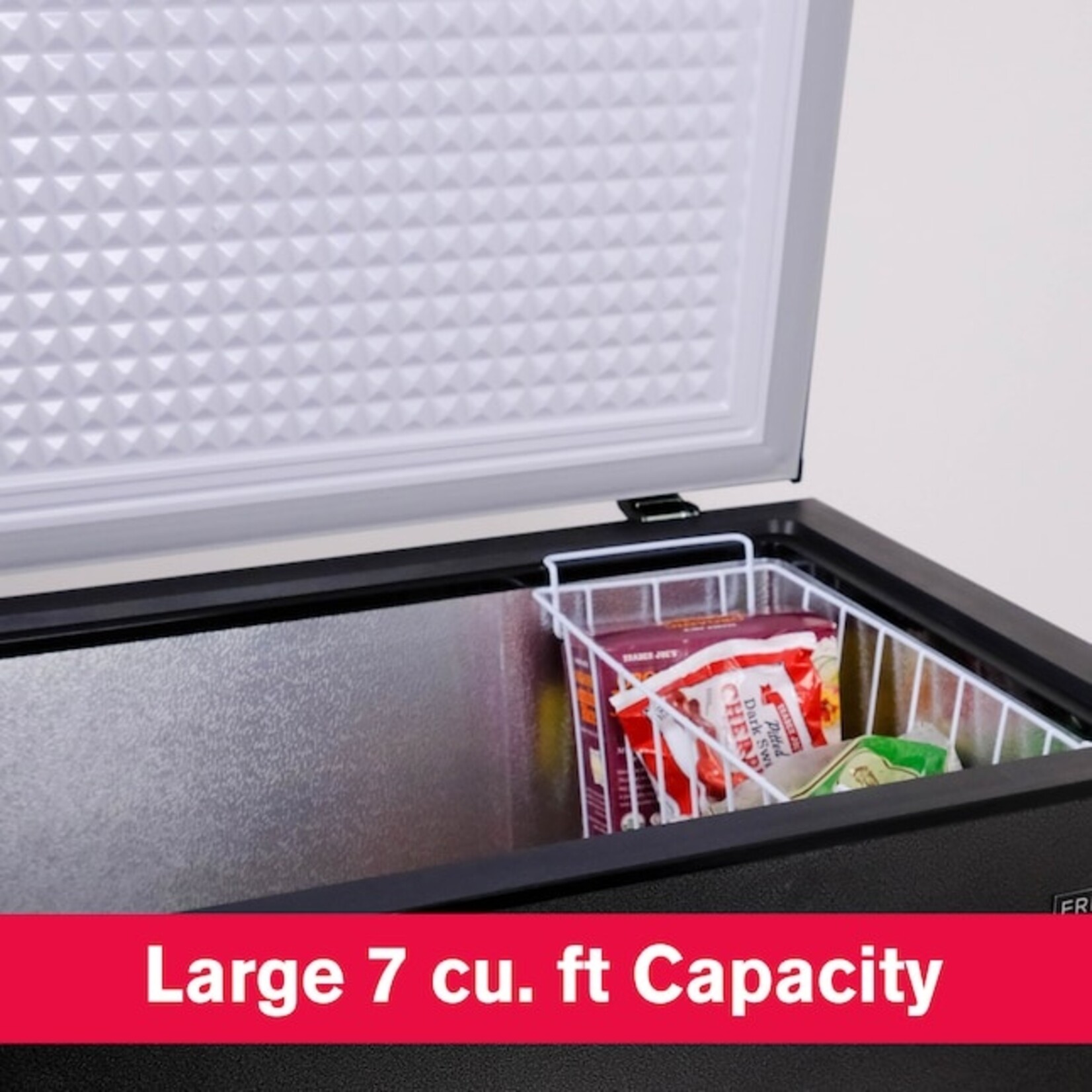 Frigidaire #EFRF7013 Frigidaire 7 Cu. Ft. Chest Freezer, Granite Design Deep Freezer With Adjustable Thermostat, Easy Defrost Drain And Removable Wire Basket