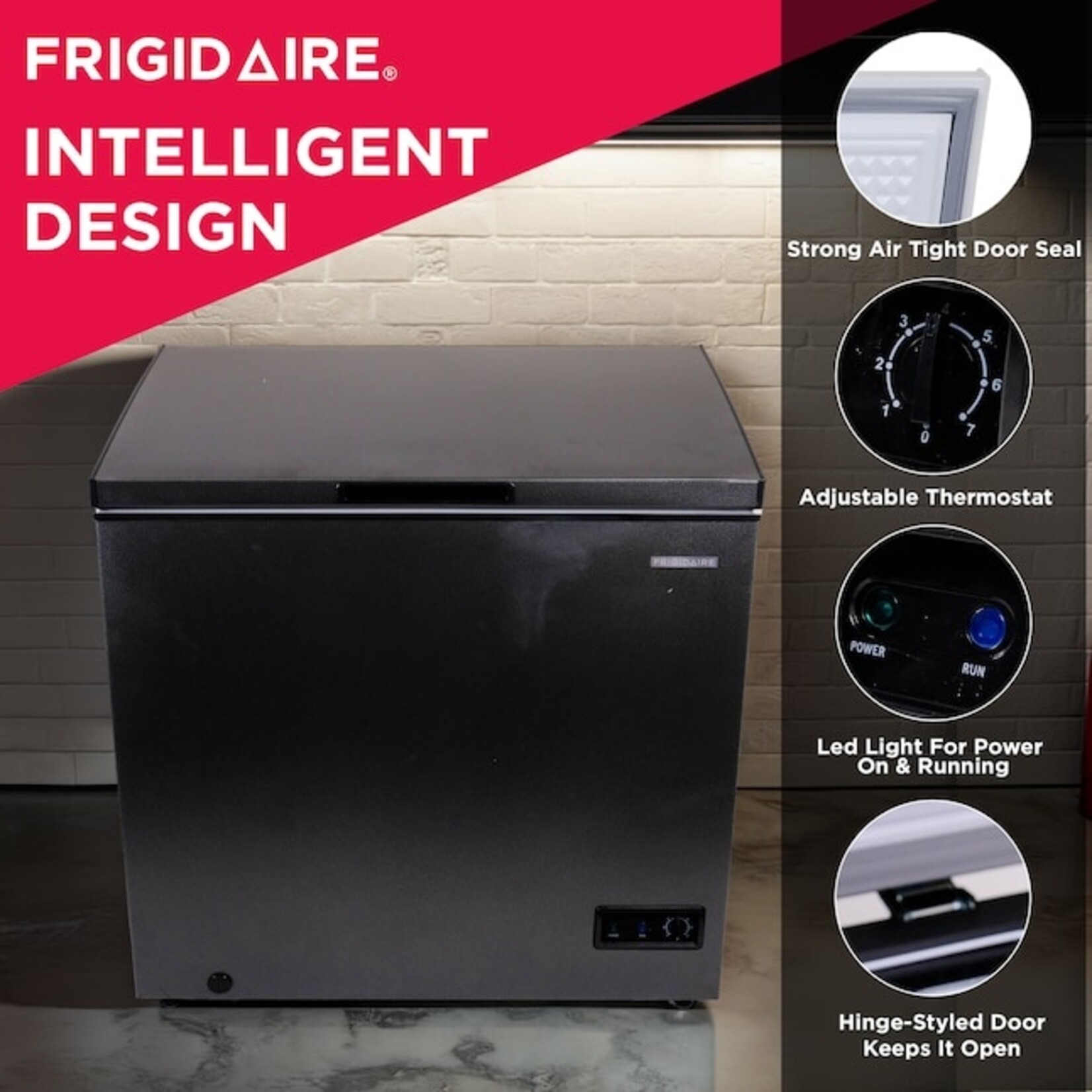 Frigidaire #EFRF7013 Frigidaire 7 Cu. Ft. Chest Freezer, Granite Design Deep Freezer With Adjustable Thermostat, Easy Defrost Drain And Removable Wire Basket