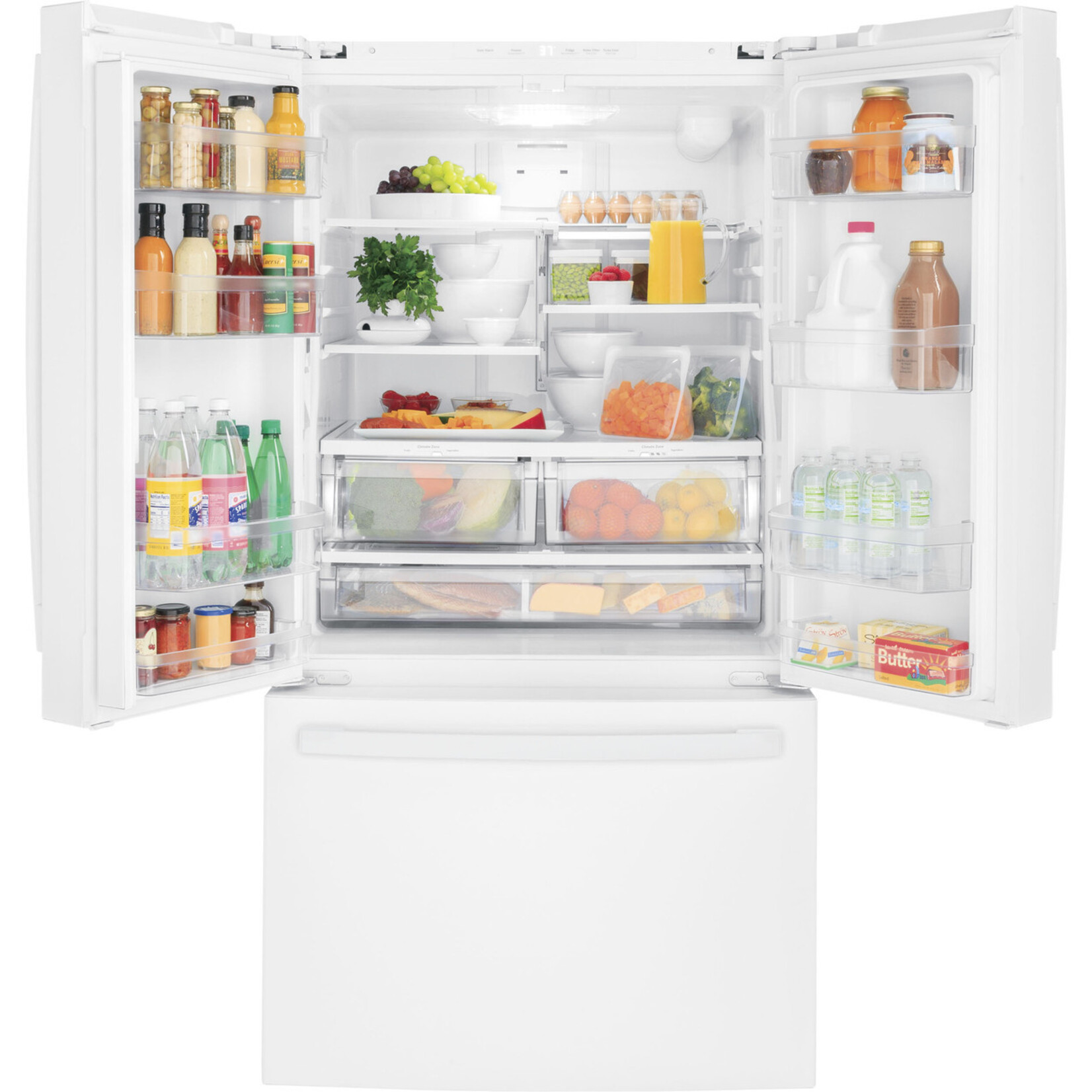 GE #GNE27JGMWW - GE 27 cu. ft. French Door Refrigerator in White with Internal Dispenser, ENERGY STAR