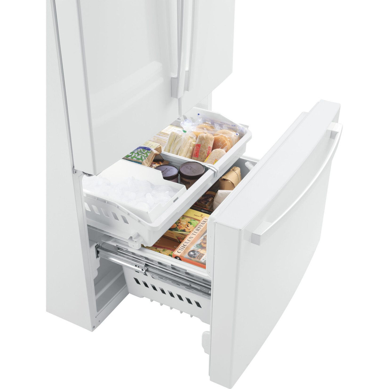 GE #GNE27JGMWW - GE 27 cu. ft. French Door Refrigerator in White with Internal Dispenser, ENERGY STAR