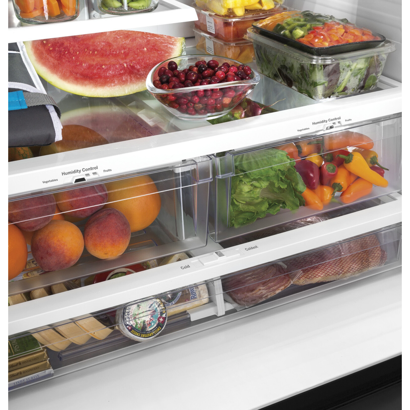 GE #GNE27JGMWW - GE 27 cu. ft. French Door Refrigerator in White with Internal Dispenser, ENERGY STAR