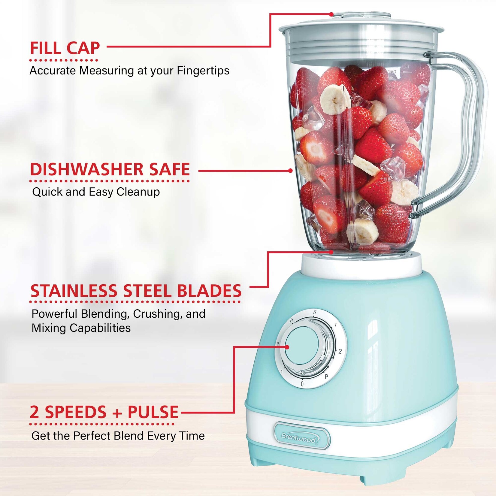 #JB-330BL Brentwood® BTWJB330BL 2-Speed Retro Blender with 50-Ounce Plastic Jar
