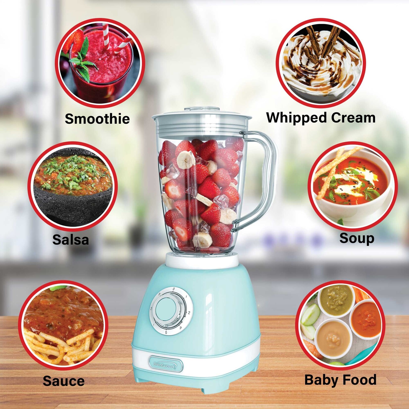 #JB-330BL Brentwood® BTWJB330BL 2-Speed Retro Blender with 50-Ounce Plastic Jar