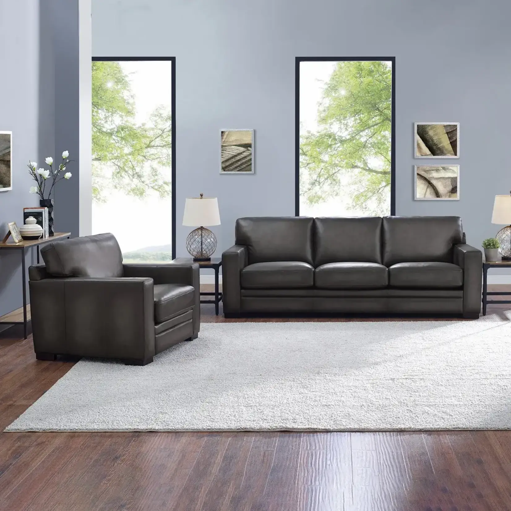 #1351191 - Luca 2-piece Top Grain Leather Set - Sofa & Chair