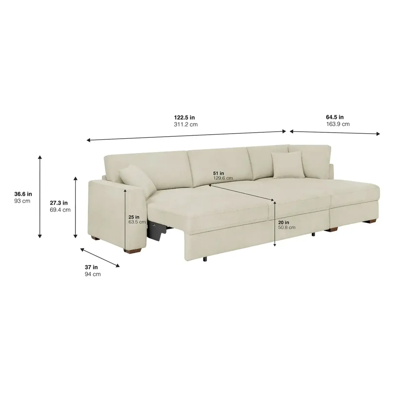 #1812576 Thomasville Camlin Convertible Sleeper Sectional with Chaise