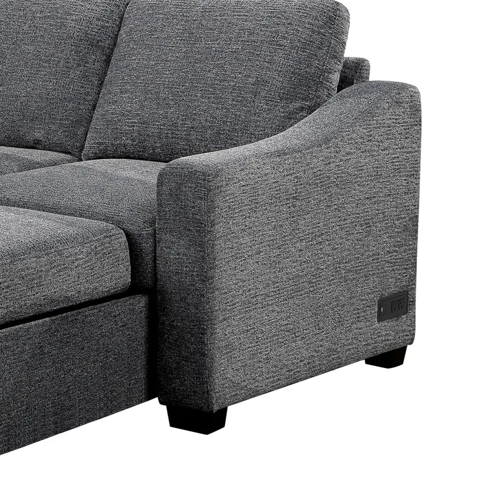 #1752615 Coddle Aria Fabric Sleeper Sofa with Reversible Chaise and Storage, Gray