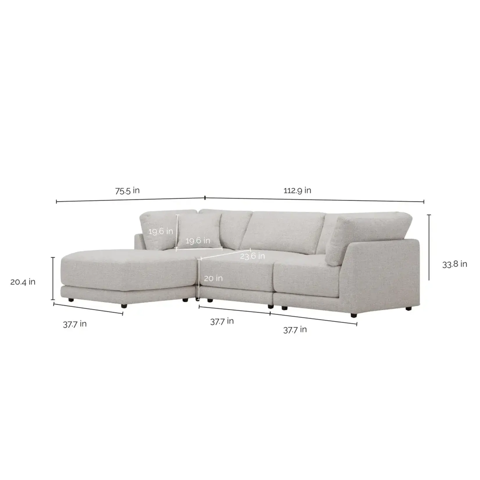 #1812589 Dayna 4-piece Fabric Modular Sectional
