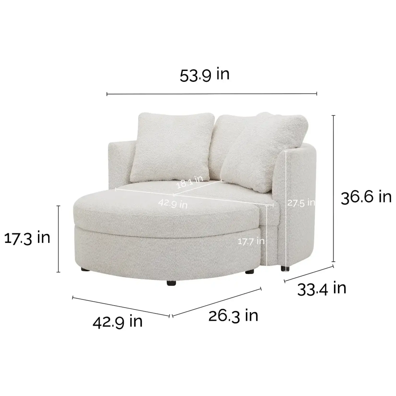 #1783227 Holley Oversized Fabric Accent Chair with Storage Ottoman