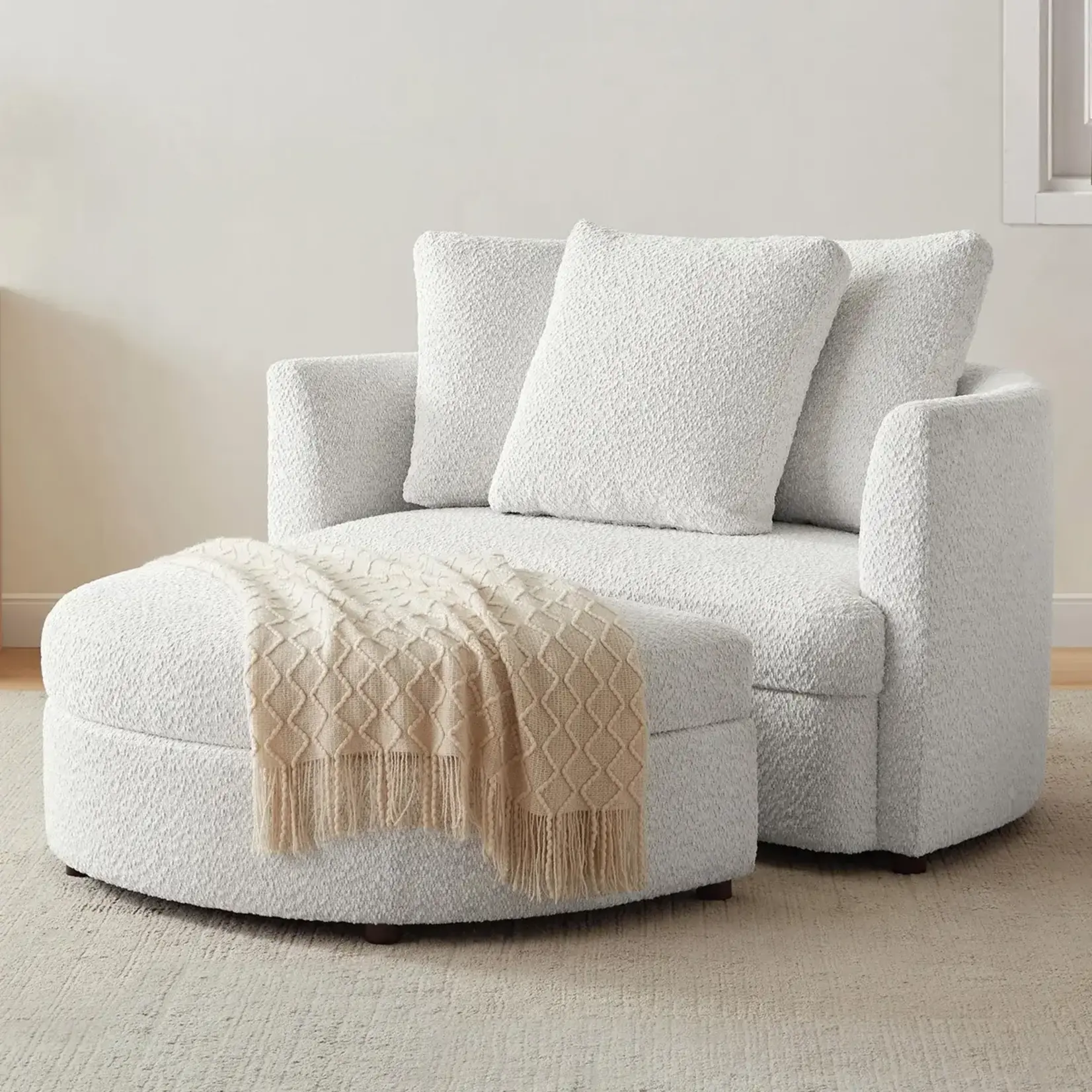 #1783227 Holley Oversized Fabric Accent Chair with Storage Ottoman