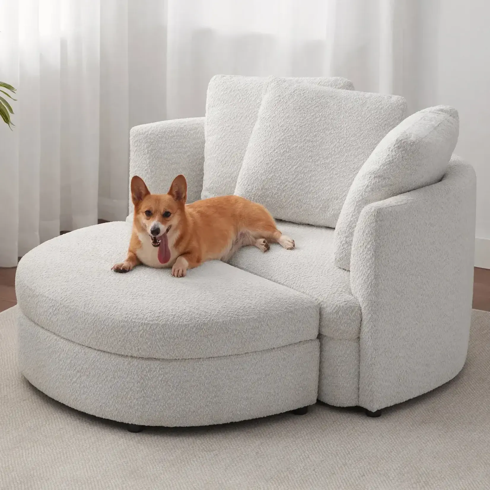 #1783227 Holley Oversized Fabric Accent Chair with Storage Ottoman