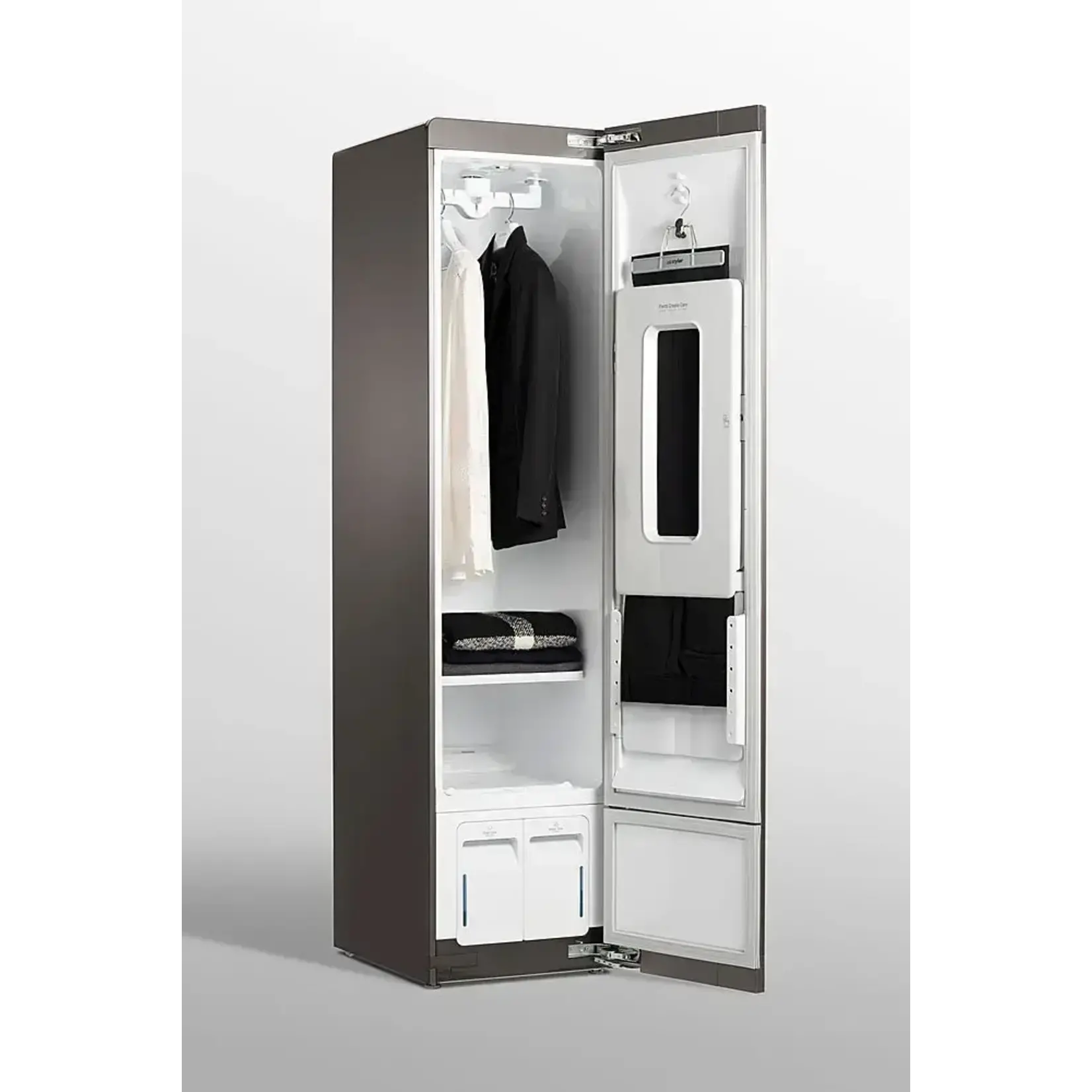 LG #S3MFBN - LG Styler SMART Steam Closet in Mirrored Finish with TrueSteam Technology and Moving Hangers