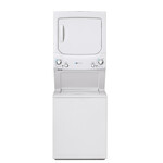 GE #GUD27EESNWW  GE Unitized Spacemaker® ENERGY STAR® 3.9 cu. ft. Capacity Washer with Stainless Steel Basket and 5.9 cu. ft. Capacity Electric Dryer