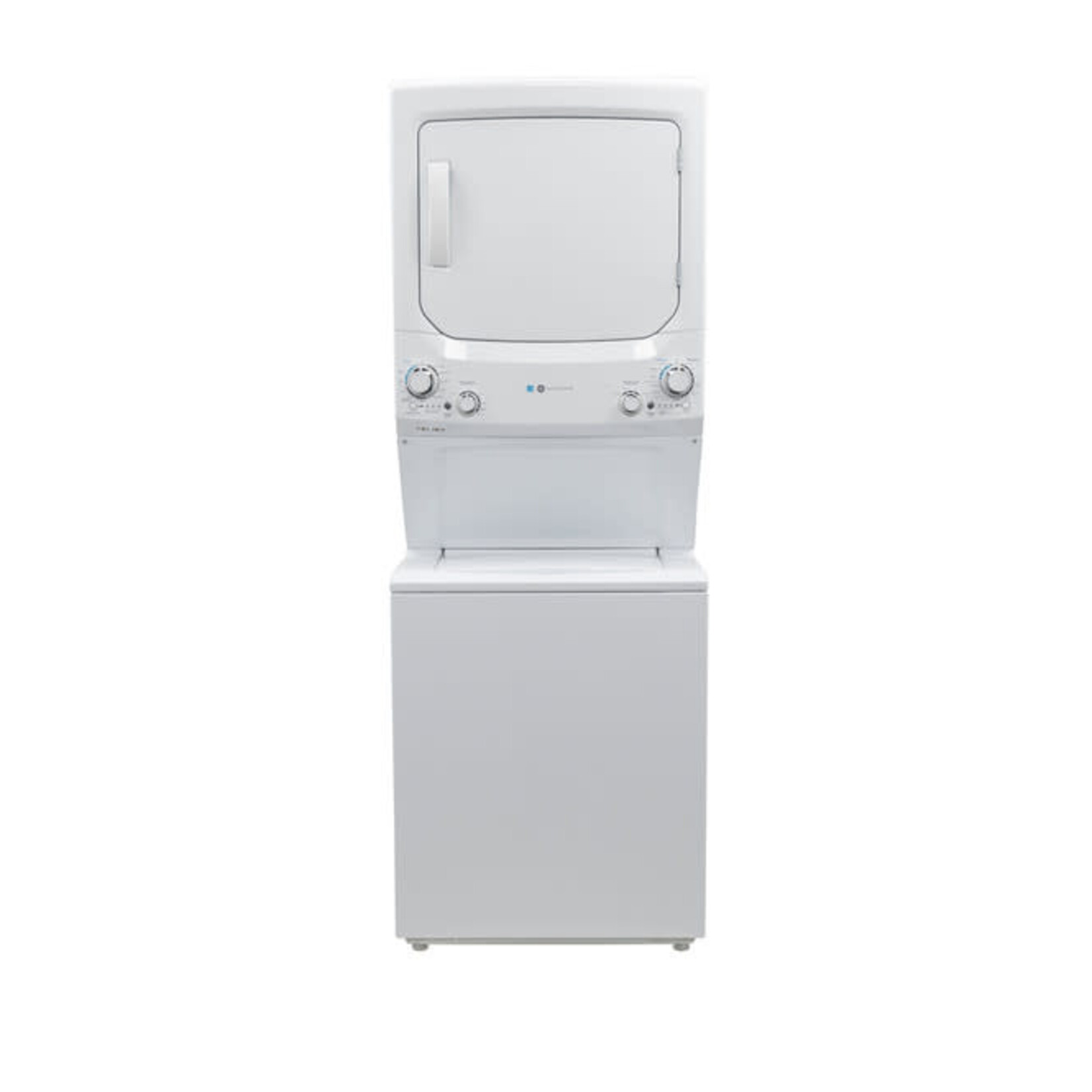 GE #GUD27EESNWW  GE Unitized Spacemaker® ENERGY STAR® 3.9 cu. ft. Capacity Washer with Stainless Steel Basket and 5.9 cu. ft. Capacity Electric Dryer